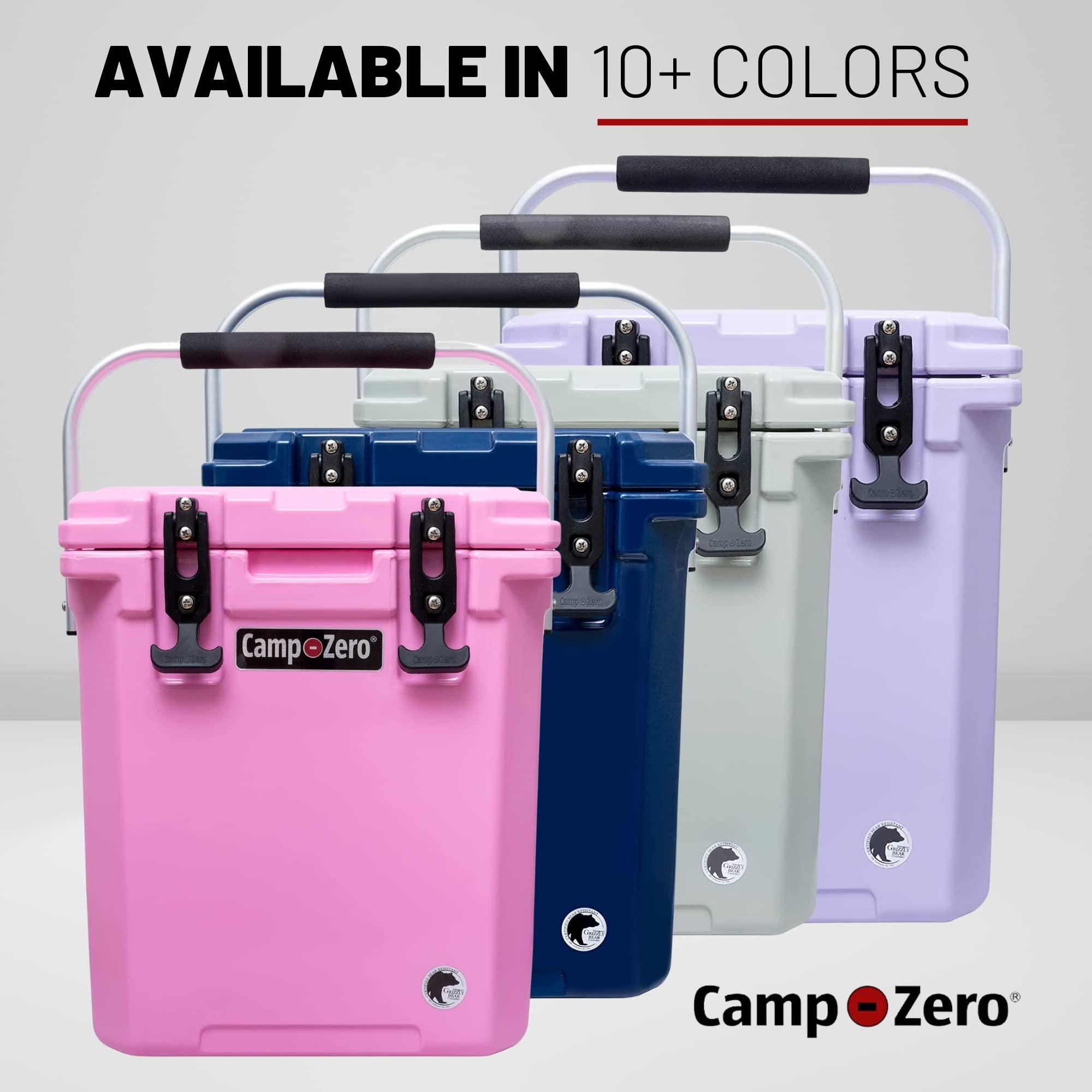 CAMP-ZERO CAMP-ZERO 16L Tall Cooler/Ice Chest with 2 Molded-in Cup Holders & Folding Aluminum Handle | Thick Walled, Freezer Grade Cooler with Secure Locking System & Removable Divider (Lavender)