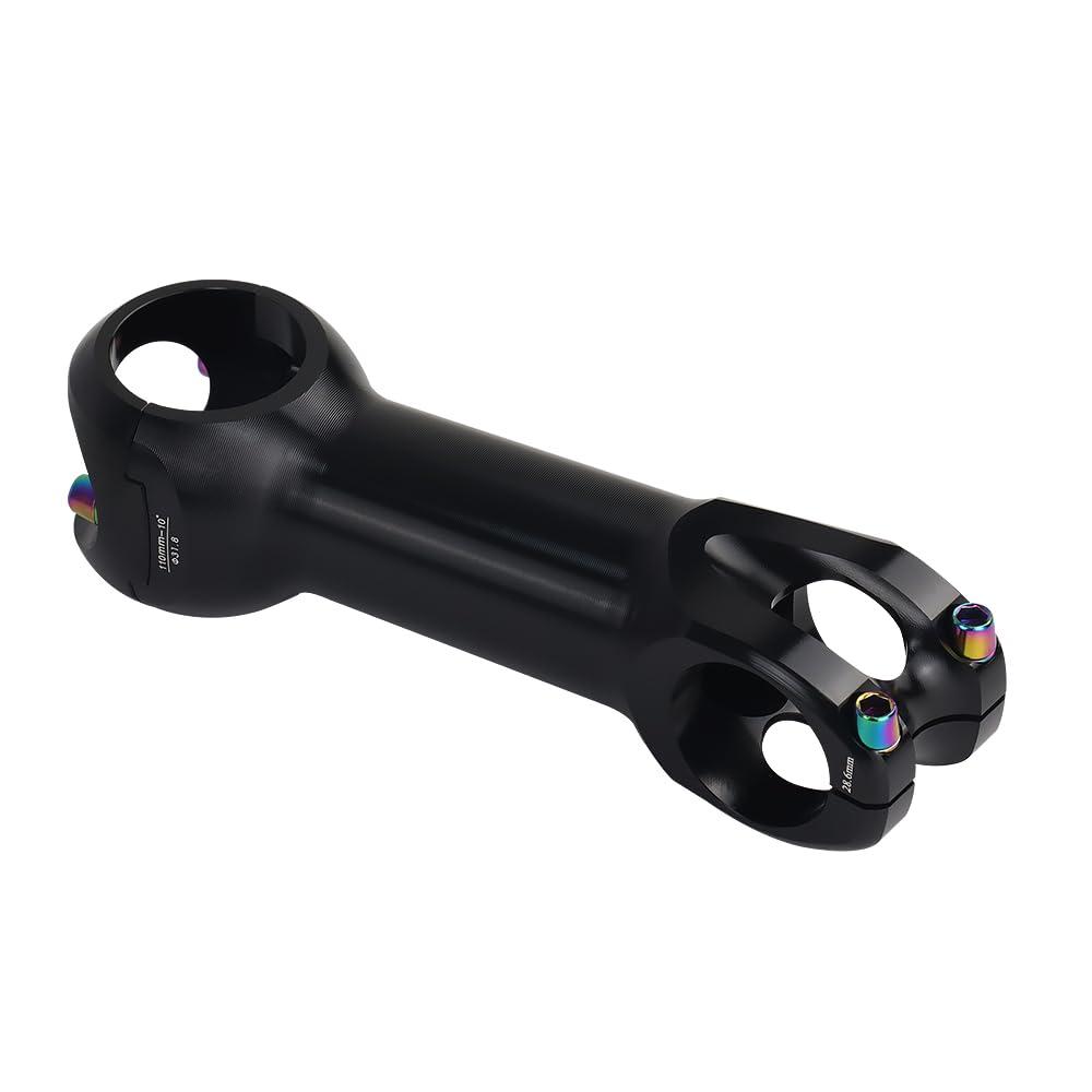 FOMTOR FOMTOR MTB Stem 31.8 45/60/70/80/90/100/110/120mm Mountain Bike Stem, Negative 10 Degree Handlebar Stem MTB Head Stem for Most Bicycle, Road Bike, BMX, Fixie Gear, Cycling, Lightweight, Black (110mm)