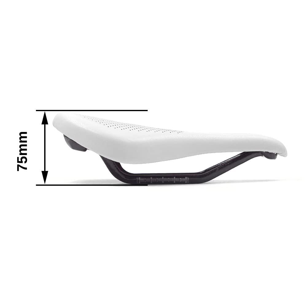 WALGUN WALGUN Lightweight Carbon Fiber Bike Seat for Men Women Comfortable Leather Cover MTB Mountain Road Bike Carbon Rail Bicycle Saddle Cushion - 143mm/155mm (White, 155mm)