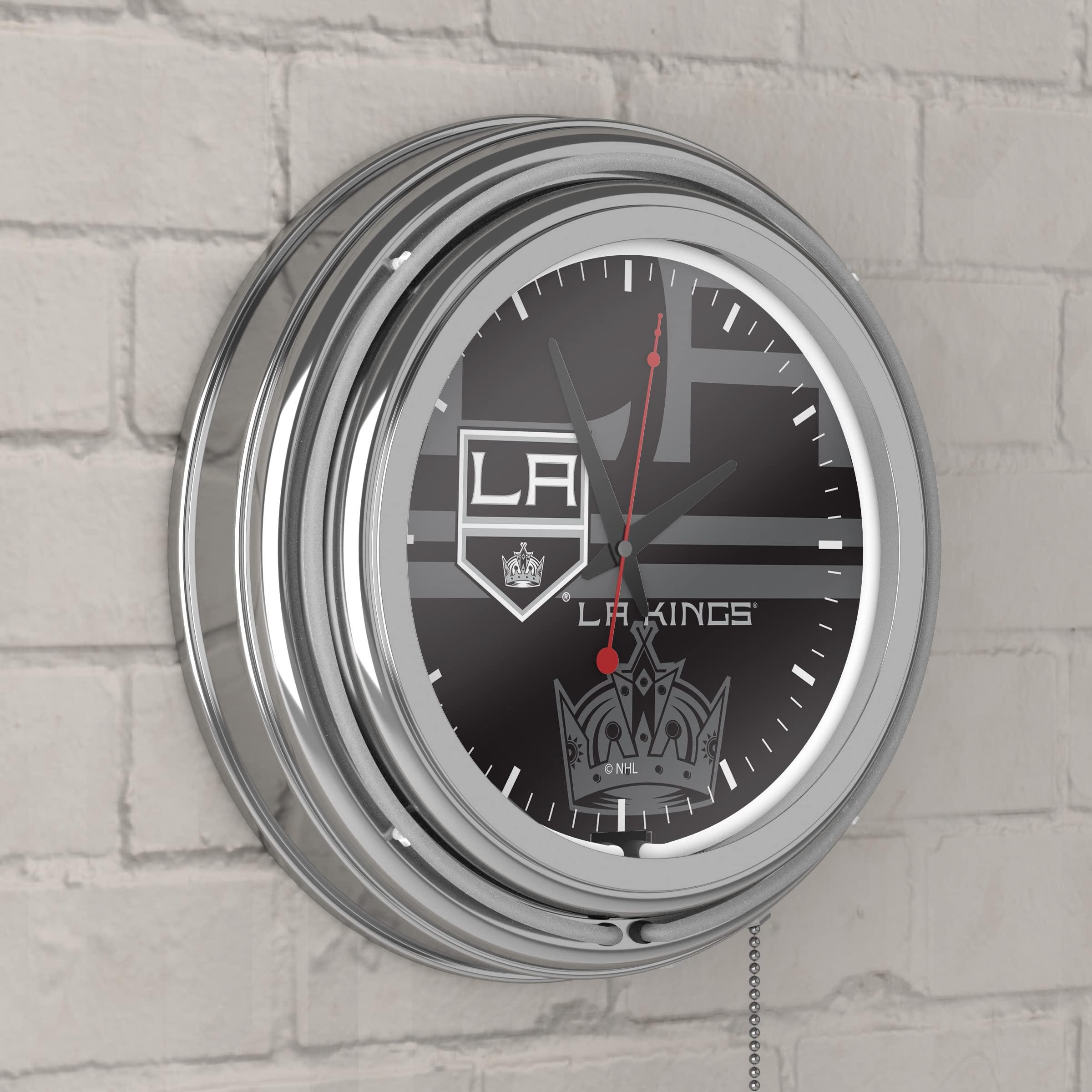 Trademark Global Trademark Global Neon Clock - Retro Los Angeles Kings Watermark Analog Wall Clock with Pull Chain - for Kitchen, Garage, Game Room, or Home Bar
