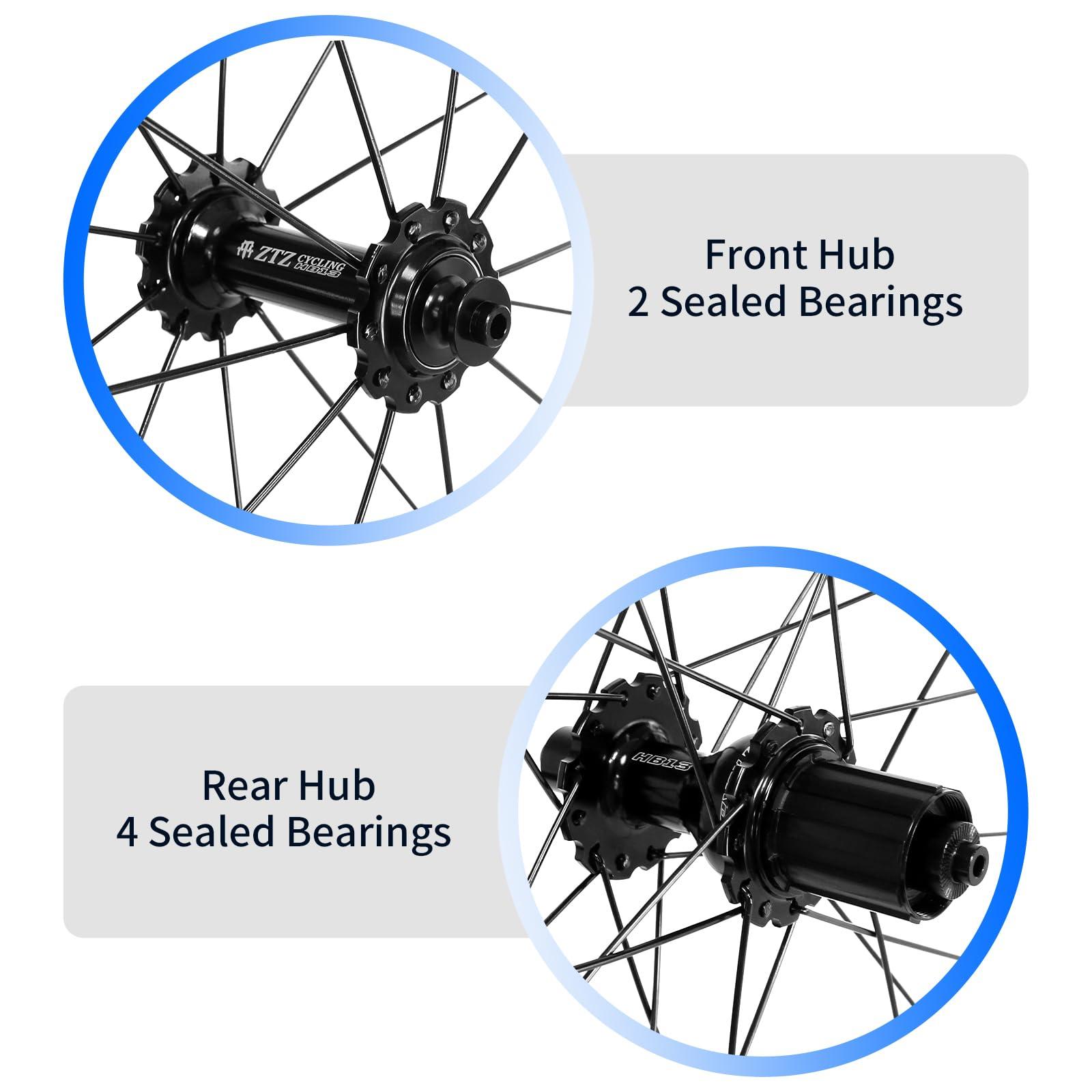ZTZ ZTZ 700C Road Bike Wheelset, Ultralight Aluminum Alloy 30mm Road Bike Wheel, 20H Front/24H Rear High-Strength Bike Rims, 700c Clincher, Rim Brake, Compatible 8-12 Speed Cassettes (Only Rear Wheel)