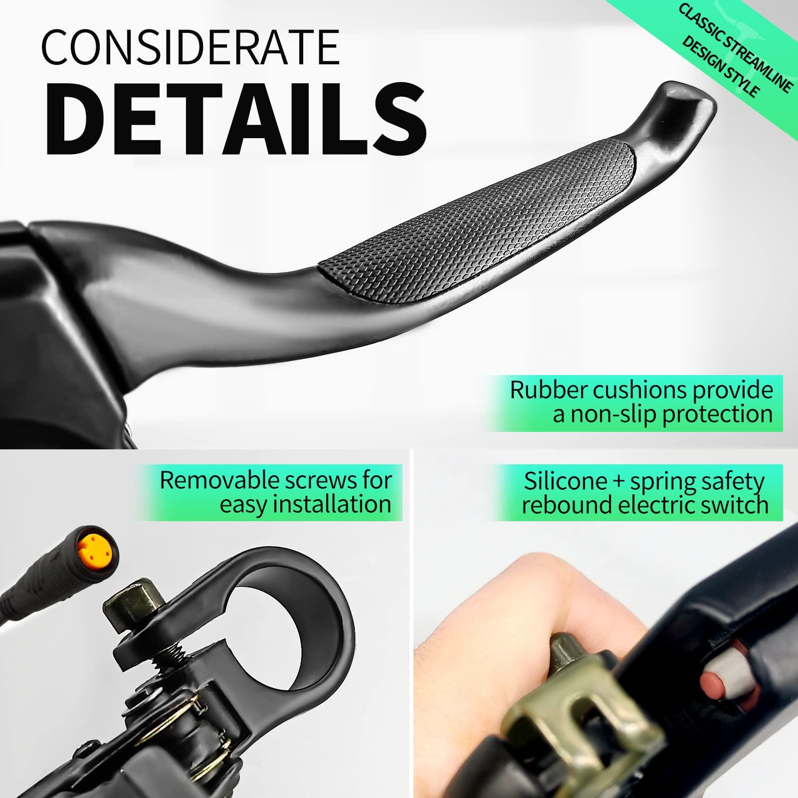 MUSELK MUSELK Electric Bicycle Brake Lever With 2-Pin Male Connector, Cut Off Power When Braking, for E-Bike or Scooter Accessories (115PDD-3PIN-WP)