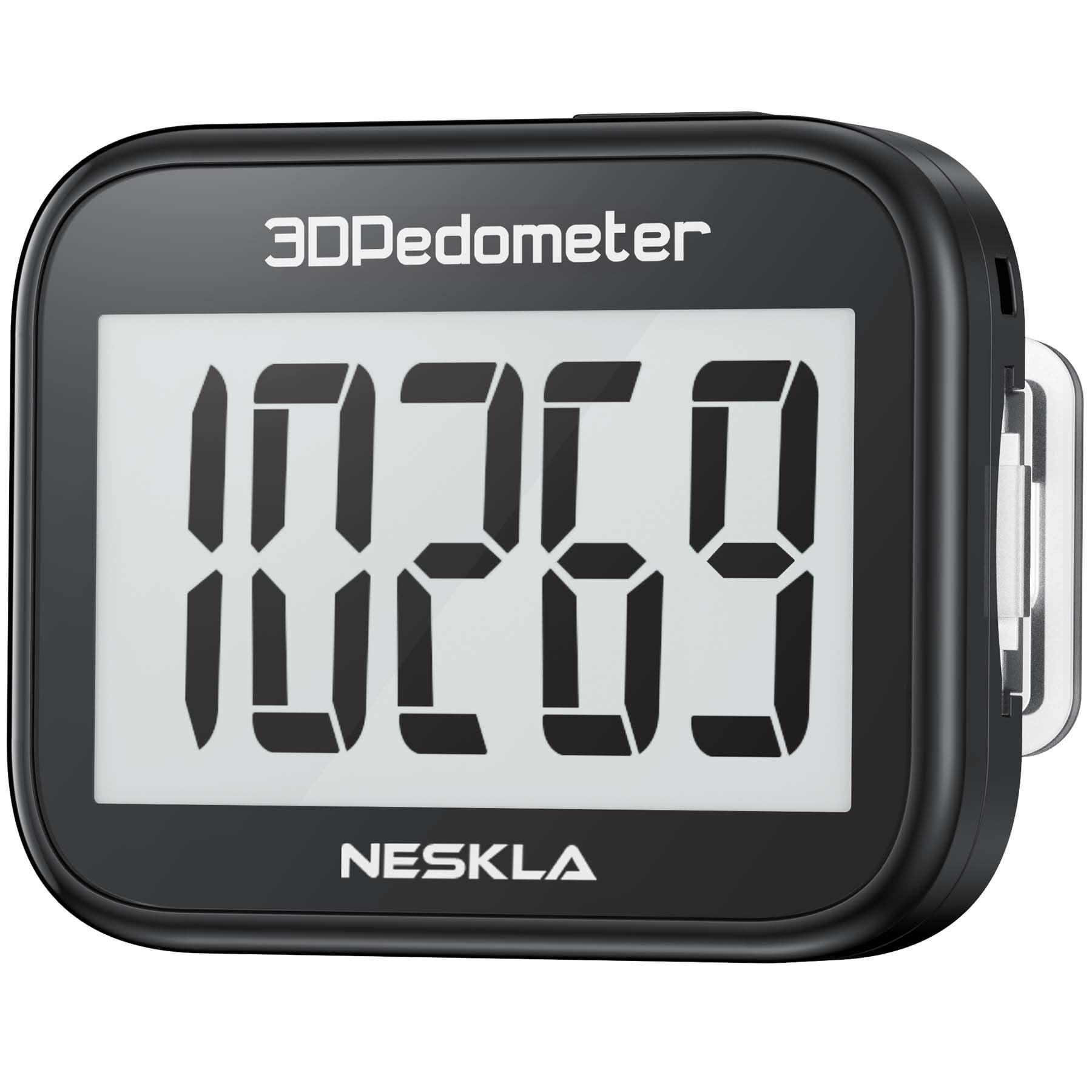 NESKLA NESKLA 3D Pedometer for Walking, Simple Step Counter with Large Digital Display, Step Tracker with Removable Clip Lanyard, Accurately Track Steps for Men Women Kids Adults Seniors