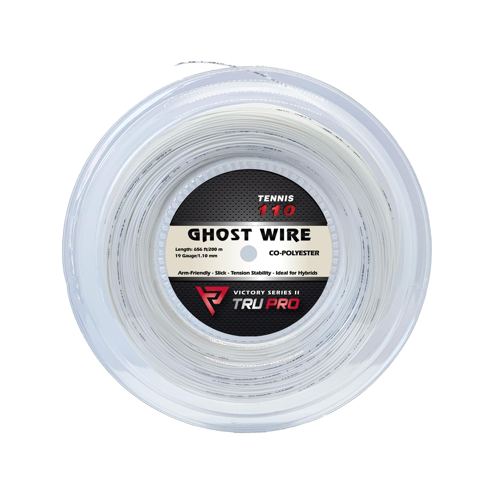 Tier One Sports Tier One Sports TRU PRO Ghost Wire - Tennis String Reel (Poly): Super Soft and Arm Friendly (19g (1.10 mm), 200 m, White)