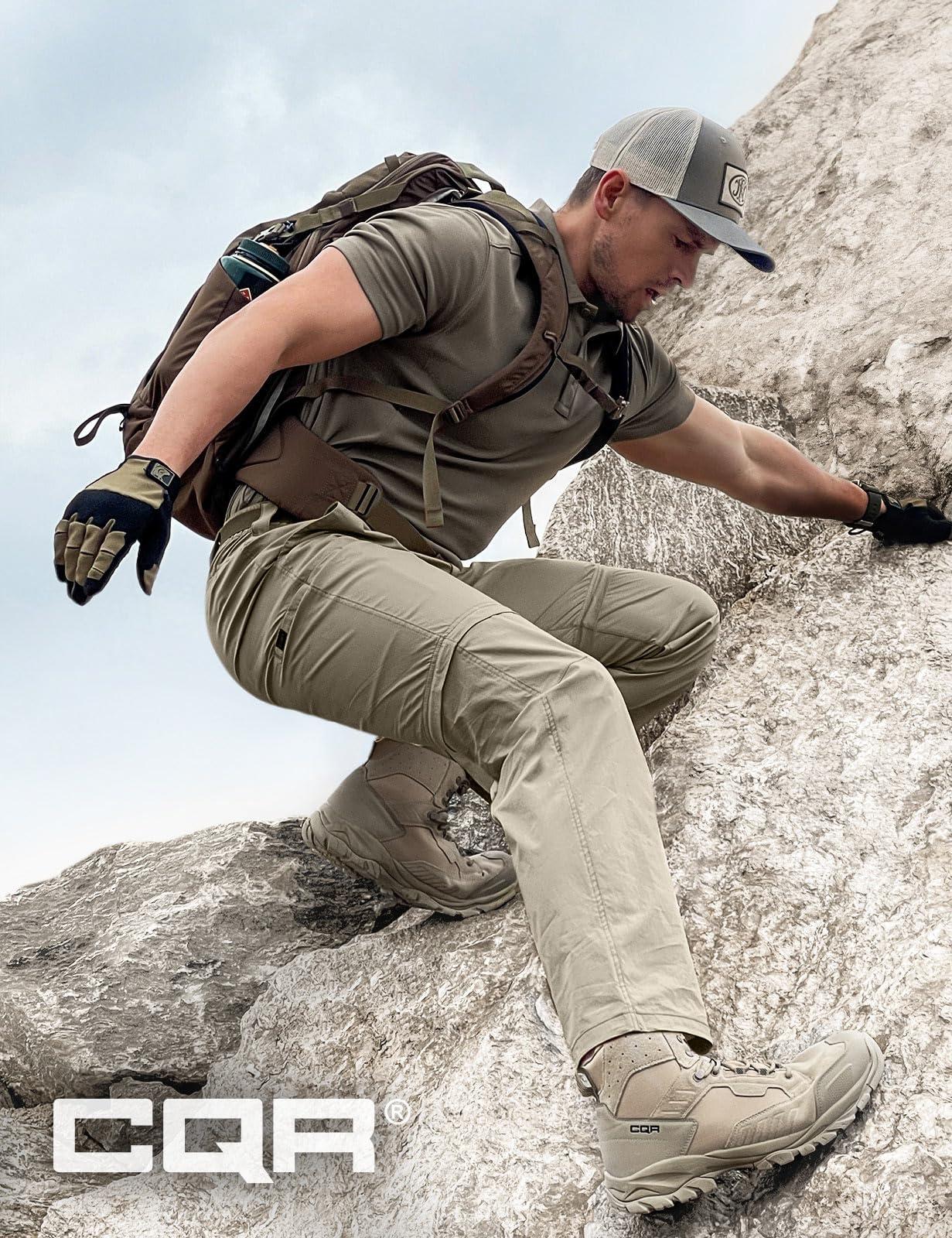 CQR CQR Men's Convertible Cargo Tactical Pants, Water Resistant Outdoor Hiking Pants, Zip Off Lightweight Stretch Work Pants, Runyon Sandstorm, 30W x 32L