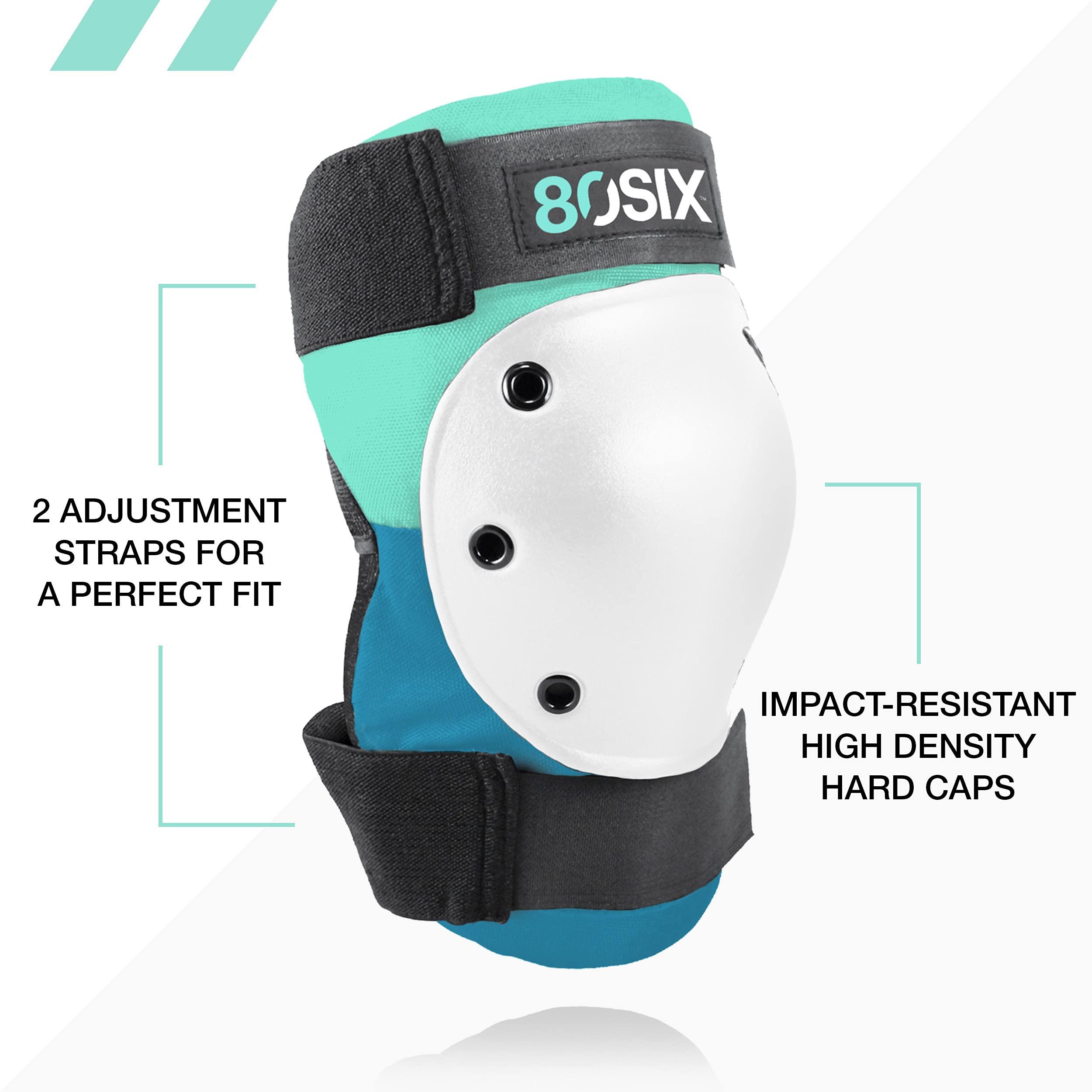 80Six 80Six Kids Multi-Sport Pad Set with Wristguards, Elbow Pads, and Knee Pads, Surf Green Teal, Small/Medium - Ages 8+