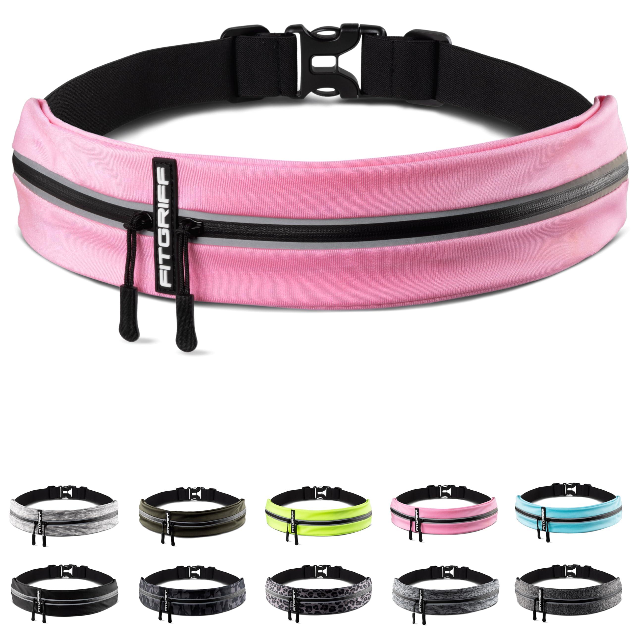 Fitgriff Fitgriff Running Belt for Men & Women - Secure Jogging Pouch for Phone, Keys & Essentials - For All Cell Phones (Pink, 33.5" - 47.5" Waist Size)