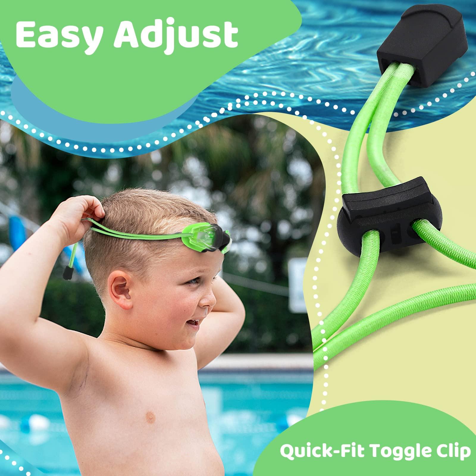 Vvinca Vvinca Kids Swim Goggles with Bungee Strap No Leaking Anti Fog Toddler Goggles with Quick Adjust Ages 3-14