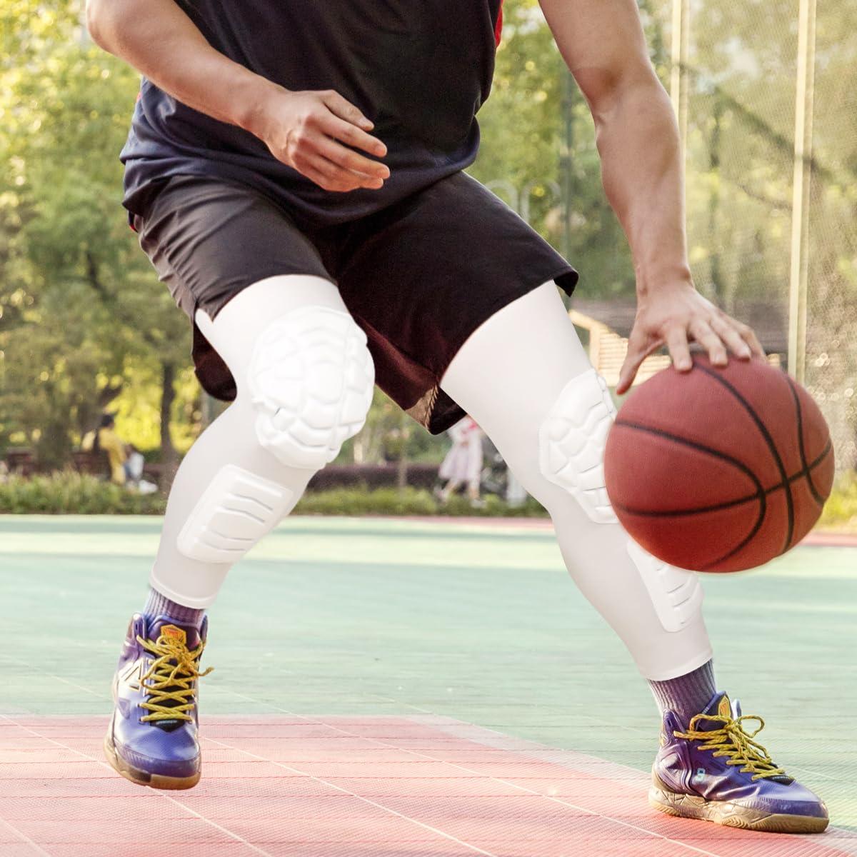 ZODEYI ZODEYI Wrestling Knee Pads Compression Leg Sleeve with Knee Pad and Calf Pad, 1 Pair Knee Sleeve with Shin Guards Shin Pads for Football, Basketball, Volleyball(White_XXL_2 Pcs)