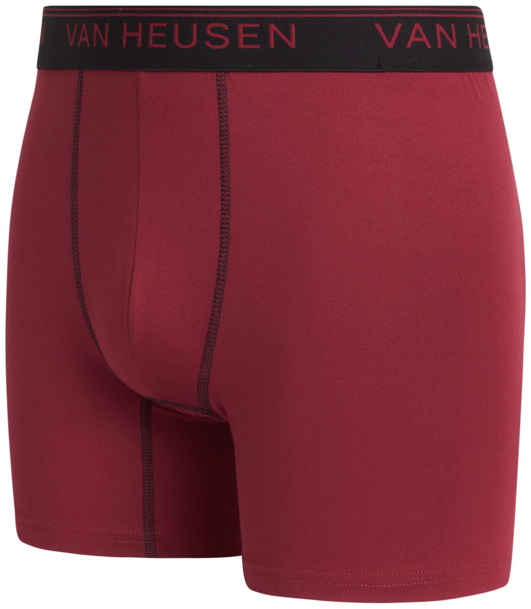 Van Heusen Van Heusen Mens Boxer Briefs - 3 Pack Soft Stretch Mens Underwear Boxers with Contour Pouch, Athletic Briefs for Men (S-XL), Size Medium, Black/Charcoal Grey/Red