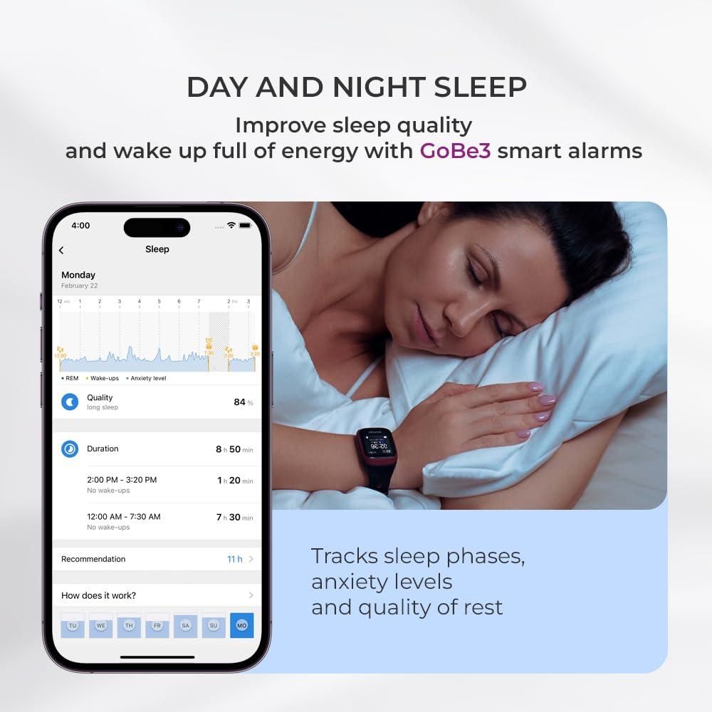 HEALBE GoBe HEALBE GoBe3 - Wearable Health, Fitness and Activity Tracker with Automatic Tracking of Calorie Intake and Burning, Water Balance, Heart Rate, Sleep, neuroactivity, and Stress, with Free app, Burgundy
