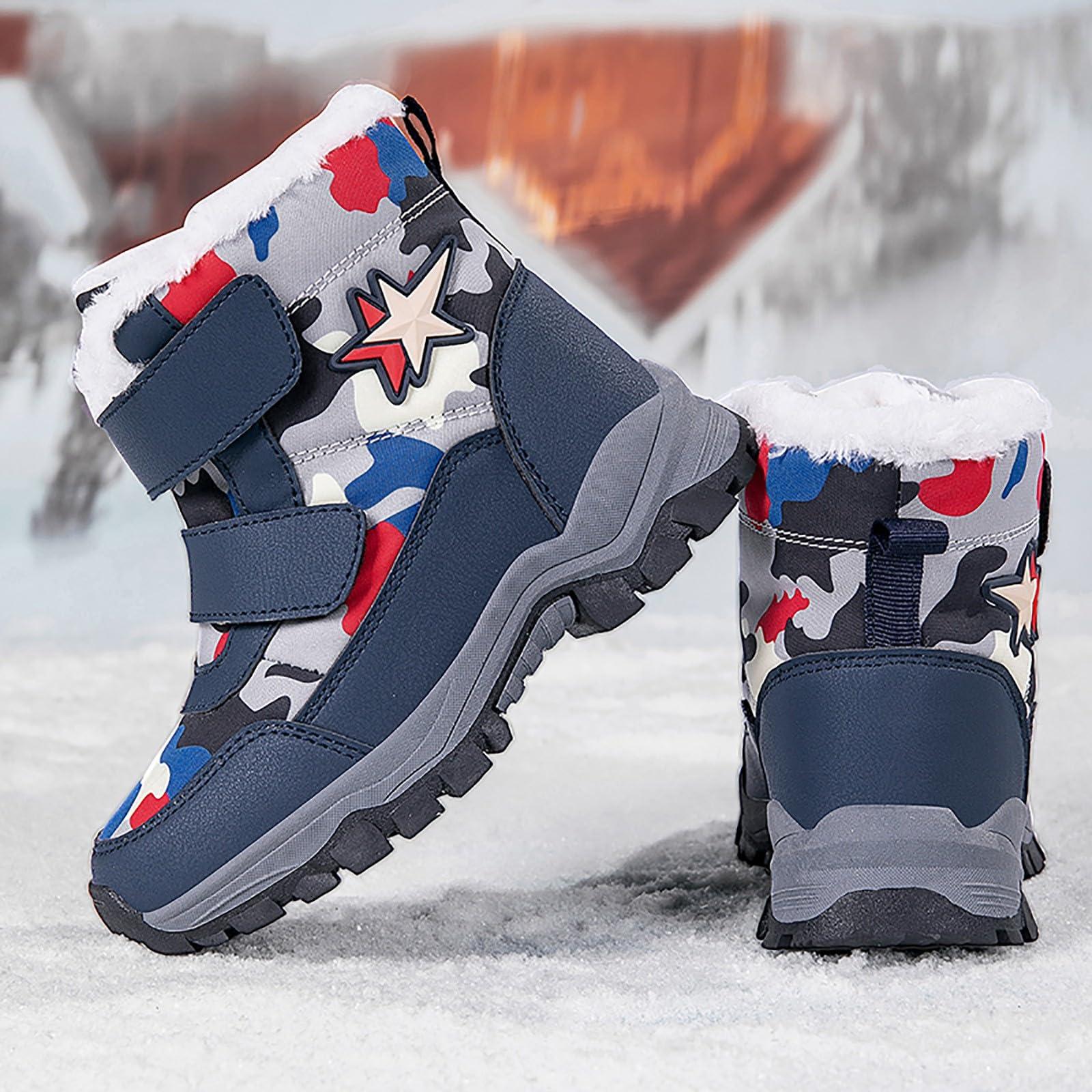 IWIHMIV IWIHMIV Kid Snow Boots Girl Winter Boots Toddler Boots Boys Girls Winter Boots Kids Snow Boots Warm Walking Shoes for OutdoorBlue,13.5