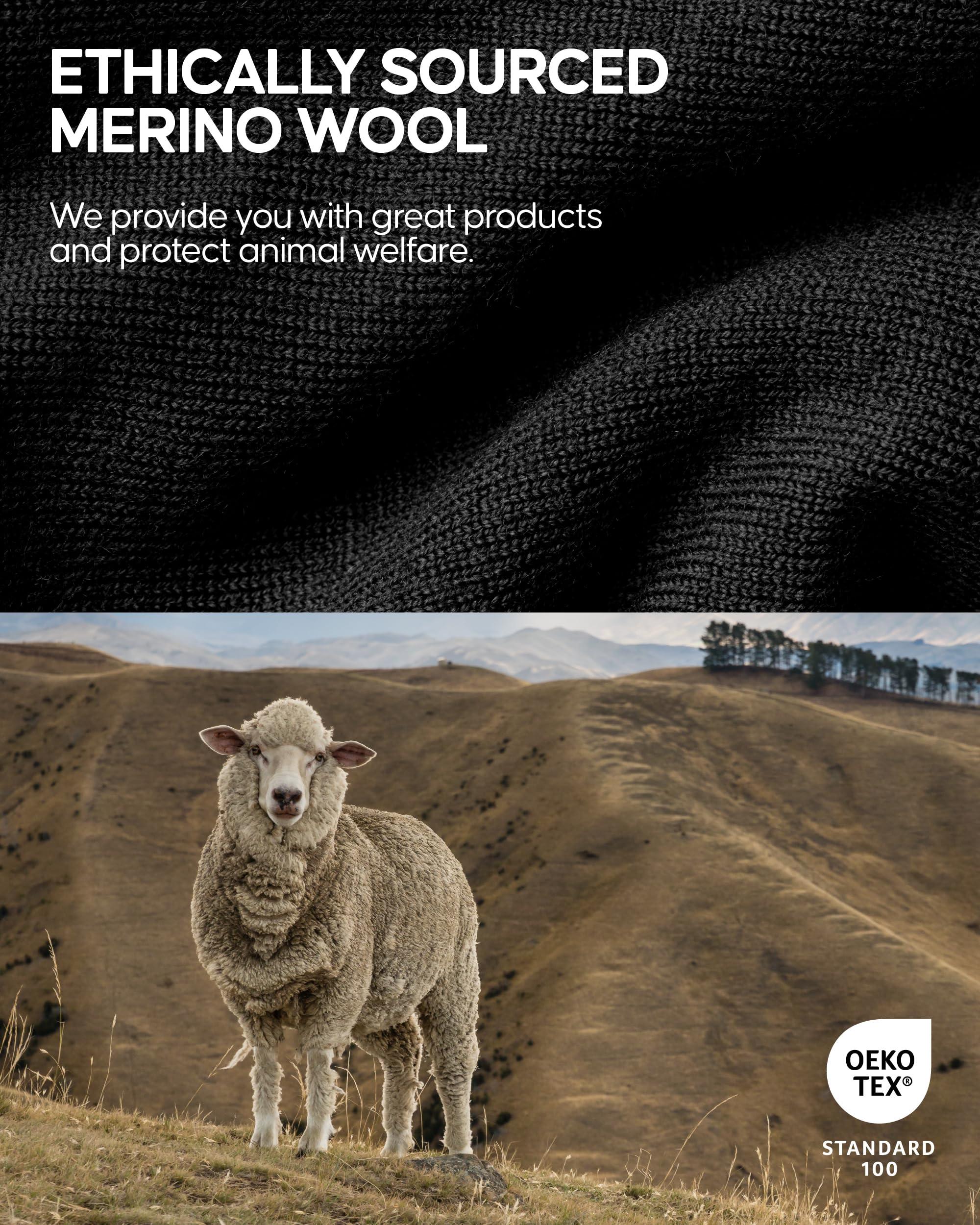 DANISH ENDURANCE DANISH ENDURANCE Lightweight Merino Wool Beanie for Men & Women, Thermal Hat, Black, One Size