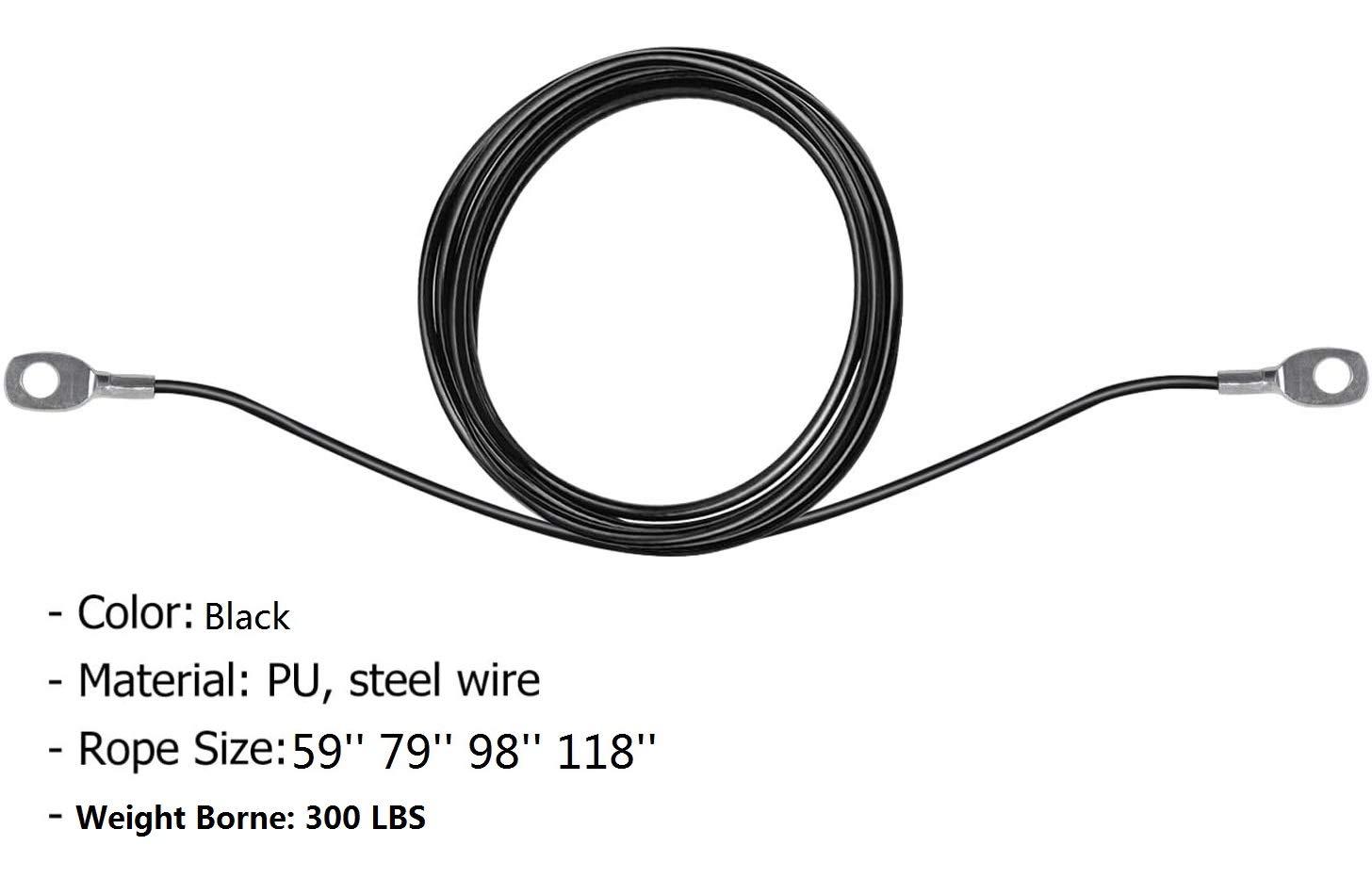 AIKESIWAY Fitness Pulley Cable,Replacement Cable Machine Accessories,Cable Pulley Attachments for Gym --Thick 5mm(0.2inch) Heavy Duty Steel Wire Rope for Home Gym Cable Pulley Machine (Type-A, 138 inches)
