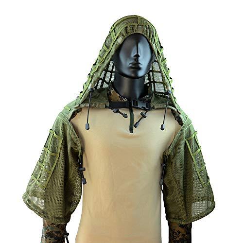 ROCOTACTICAL ROCOTACTICAL Super Breathable Ghillie Suit Foundation, Full Mesh Nylon Sniper Ghillie Base Lightweight Military Ghillie Viper Hood, Army Green