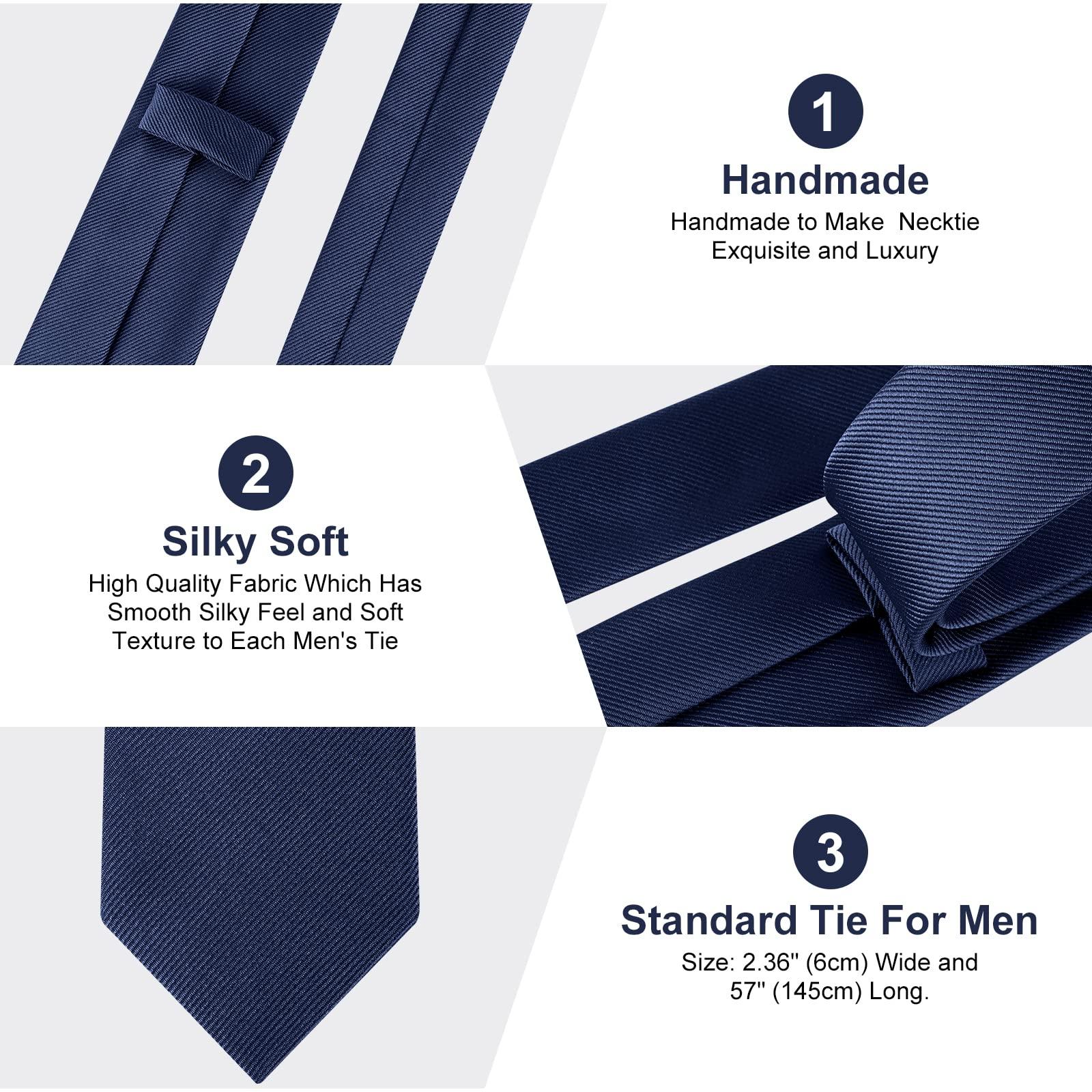 URAQT URAQT Men Ties, Classic Men's Solid Color Necktie, Premium Pure Color Skinny Necktie with Multiple Colors, Formal Necktie for Men Business Wedding Father Party Work Tie, 6cm (Navy Blue)