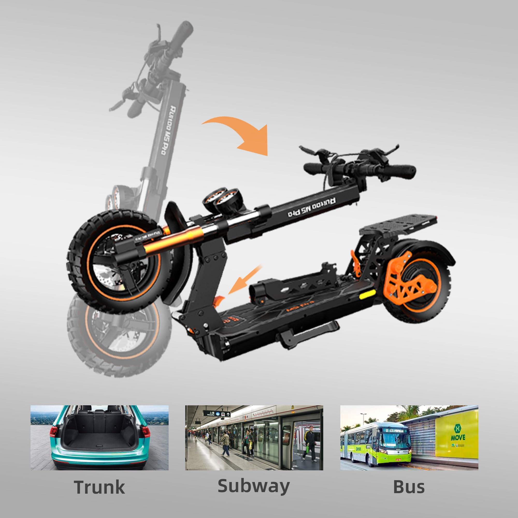 Ruitoo Ruitoo Electric Scooter for Adults, 34 Mph Top Speed, 50 Miles Max Range,1000W Motor, Dual Suspension Braking System Folding E-Scooter with LED Lights & Off-Road Tires Support Return