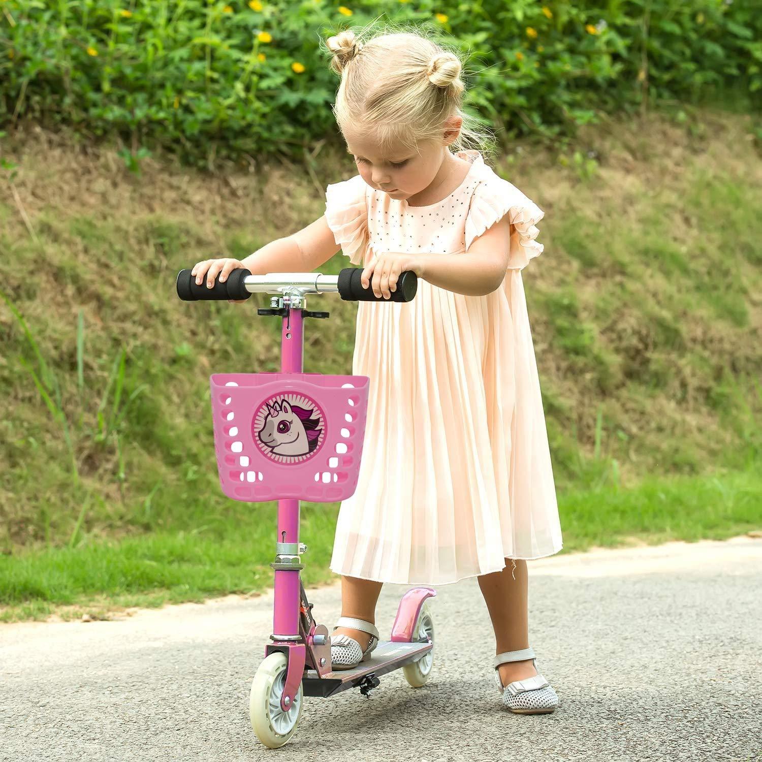 YL traV YL TRD Universal Scooter Basket Kids Bike Basket Handlebar Basket for Boys & Girls (Pink)