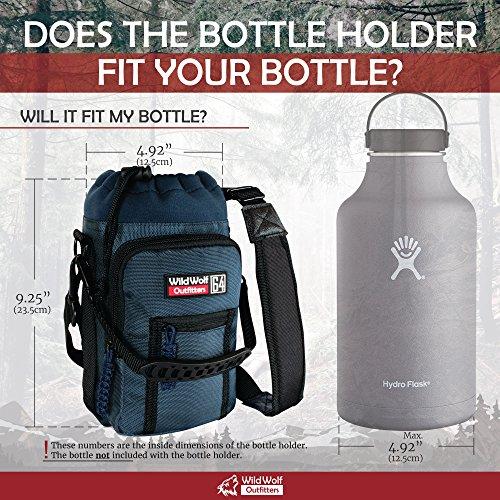 Wild Wolf Outfitters Wild Wolf Outfitters Water Bottle Holder for 64oz Bottles Blue - Carry, Protect and Insulate Your Best Flask with This Carrier w/ 2 Pockets & an Adjustable Padded Shoulder Strap.