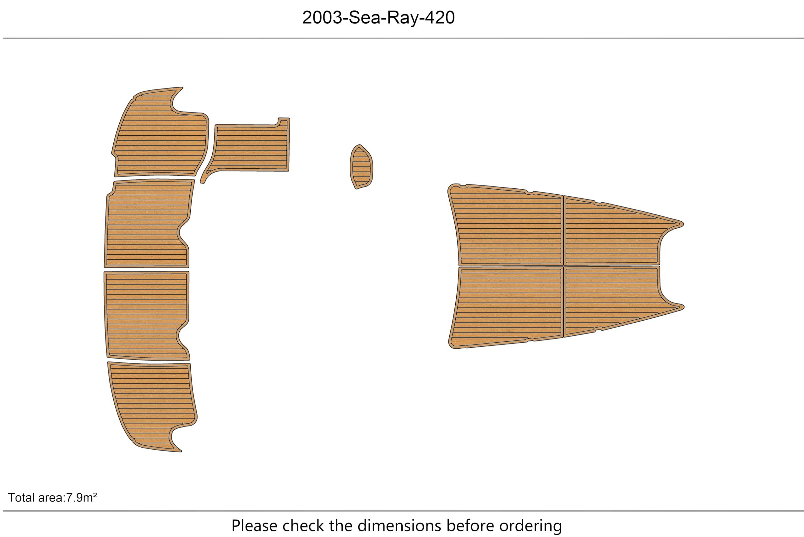 ATDEK ATDEK 2003 Sea Ray 420 sundancer Bow & Swim Platform 1/4 6mm eva Faux Teak Deck Surfing Boat Fishing Boat Motorcycle Hurts crapet Non-Slip mat Floor (Black Over Brown)
