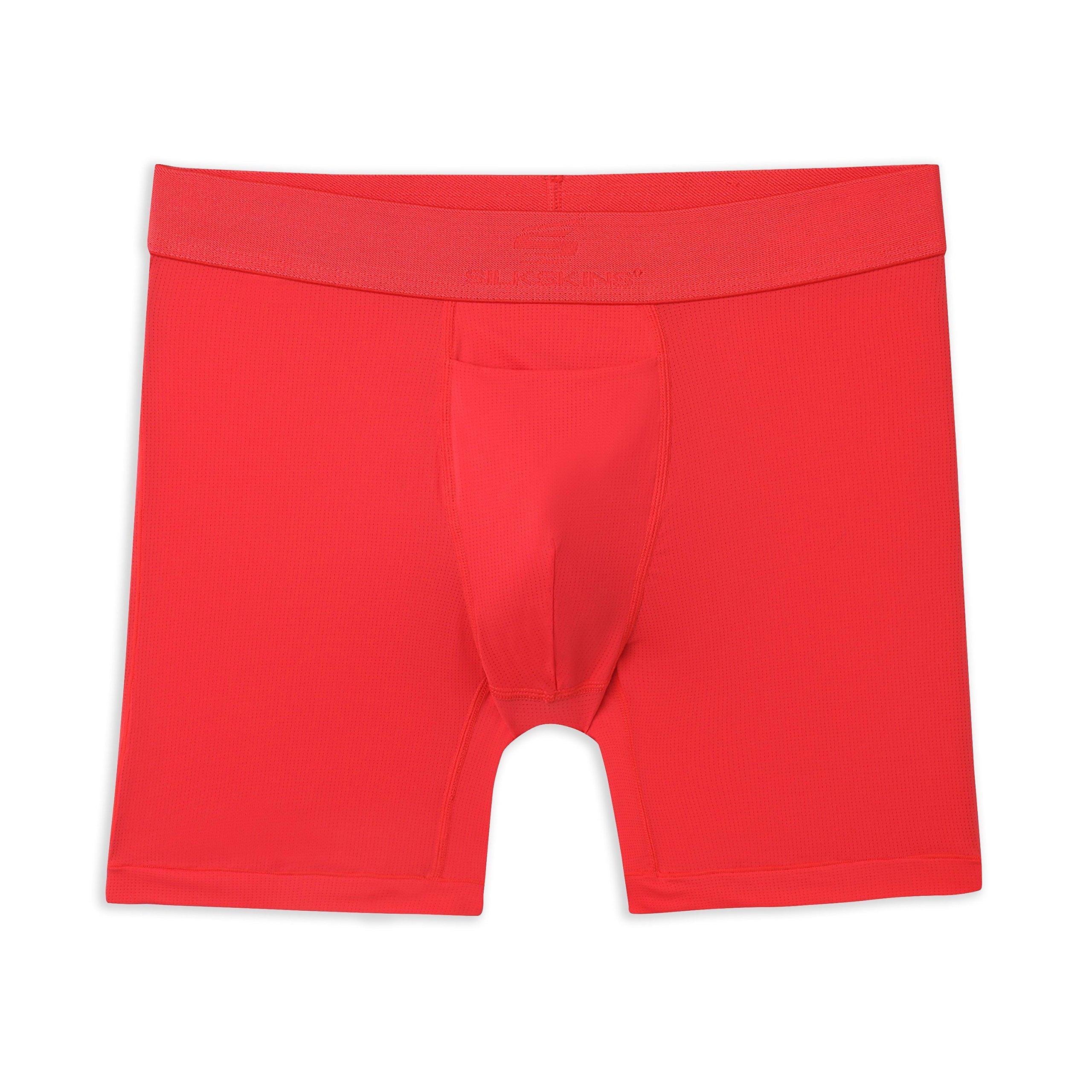 Terramar Terramar Men's Silkskins 6" Boxer Briefs, Red, XX-Large