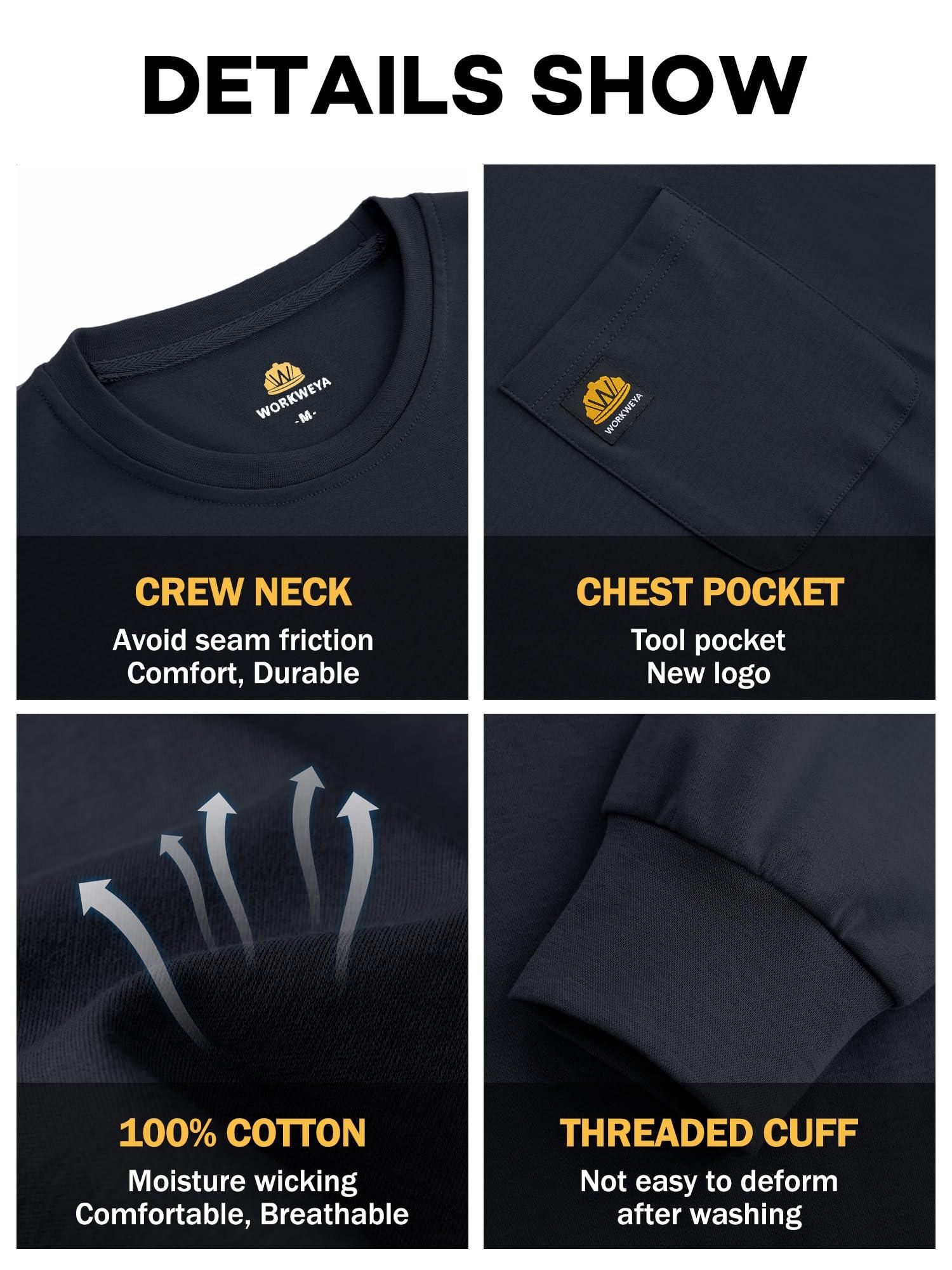 WORKWEYA WORKWEYA FR Shirts for Men 6.5oz Flame Resistant Shirt Lightweight NFPA 2112 Long Sleeve Shirt Blue