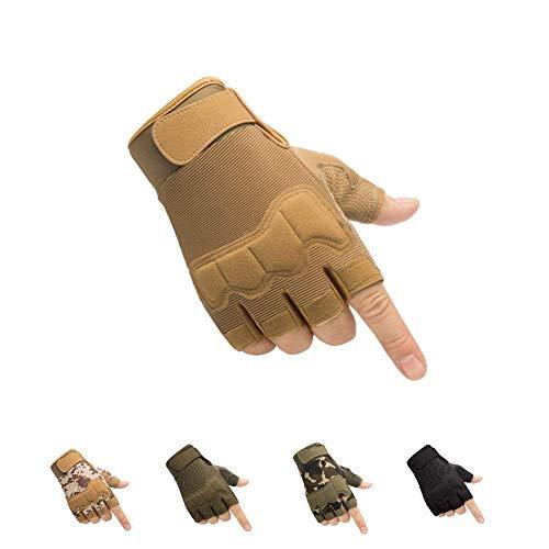 HYCOPROT HYCOPROT Fingerless Tactical Gloves, Protective Breathable Lightweight Outdoor Gloves for Hunting, Motorcycling, Climbing (M, Yellow)