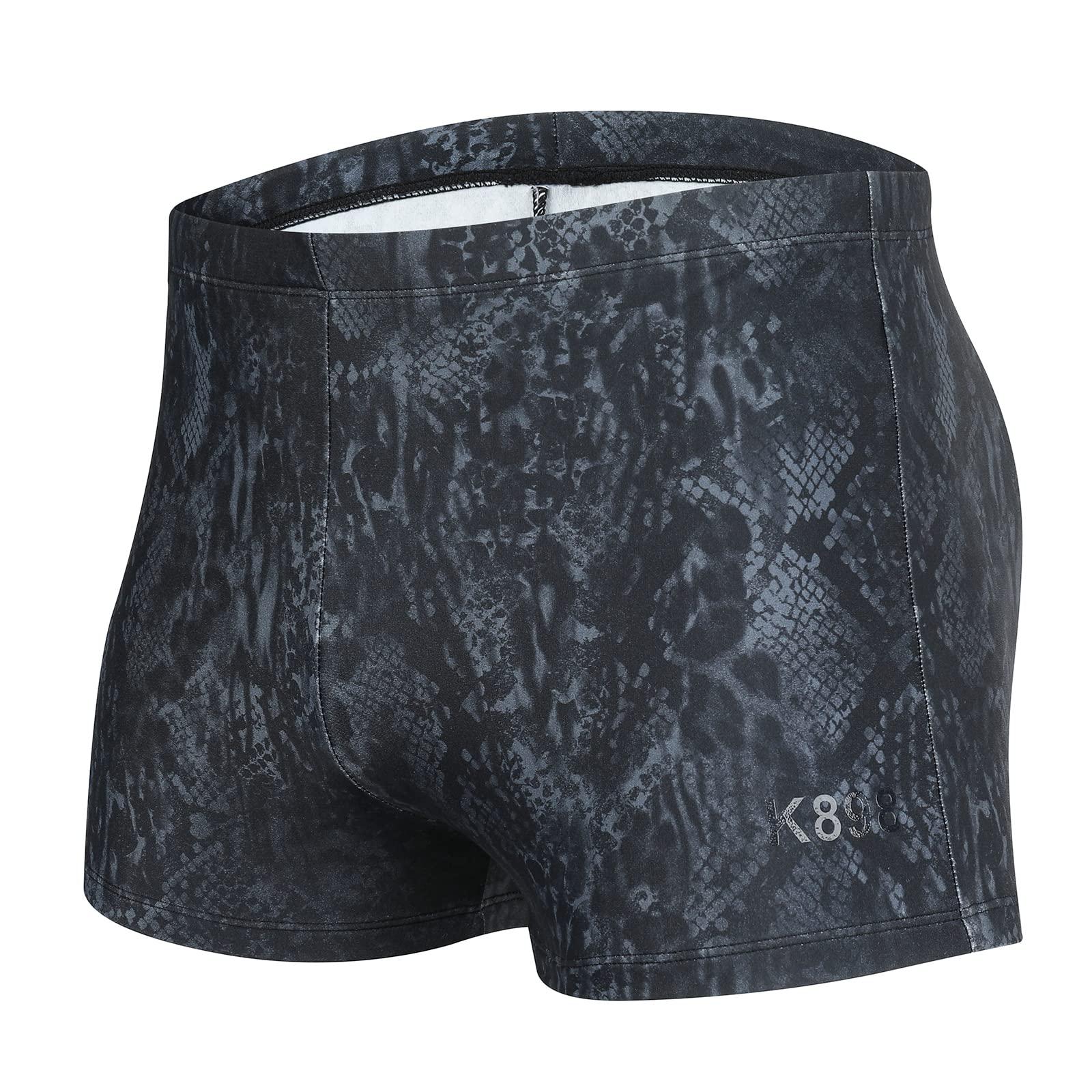 KGKE Mens-Swim-Jammers Athletic-Swimwear Quick-Dry-Shorts Durable-Team-Swimsuits - Drawstring Competition Swimming UPF50+ (Snake Skin,XL)