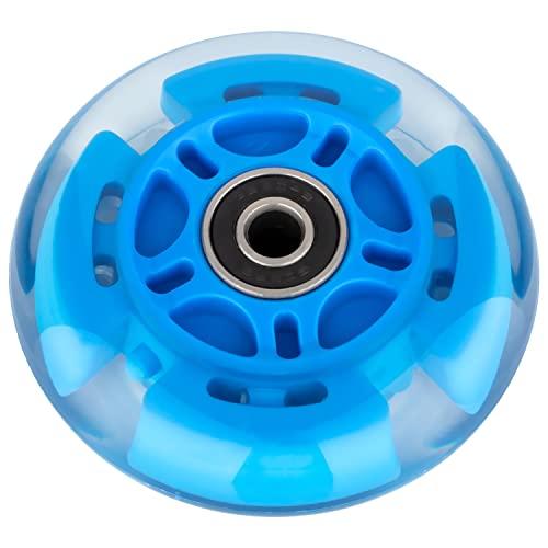 AOWISH AOWISH 2-Pack Light Up Scooter Rear Wheels 80mm Flash Flashing Inline Skates Replacement Wheel with Bearings ABEC 9 for Adjustable 3-Wheel Kick Scooters (Blue)