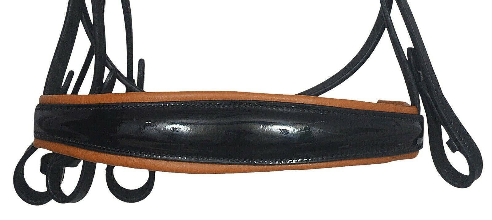 NineFit Basics SABA International Weymouth Leather Double Reins Bridle Brown Padding (Small)