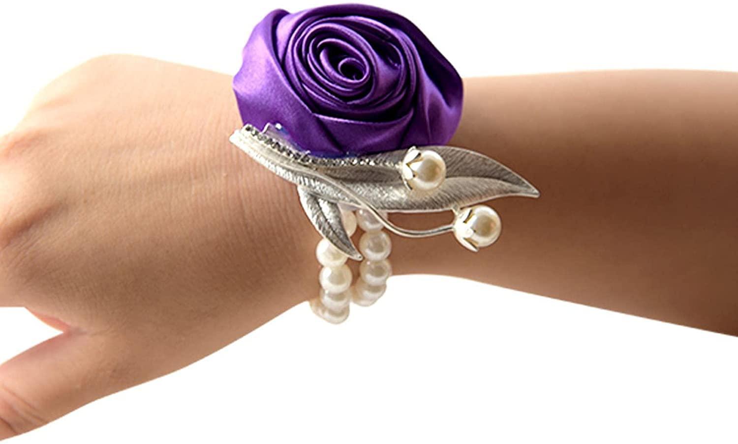 LSDRALOBBEB Corsages for Wedding Corsage and Boutonniere Set Wrist Corsage Hand Wrist Flower Pink Accessories Wedding Hands Bridal Wristband Flower Bracelet for Bridesmaids Bridesmaid Bracelet LSDRALOBBEB 1116(Co