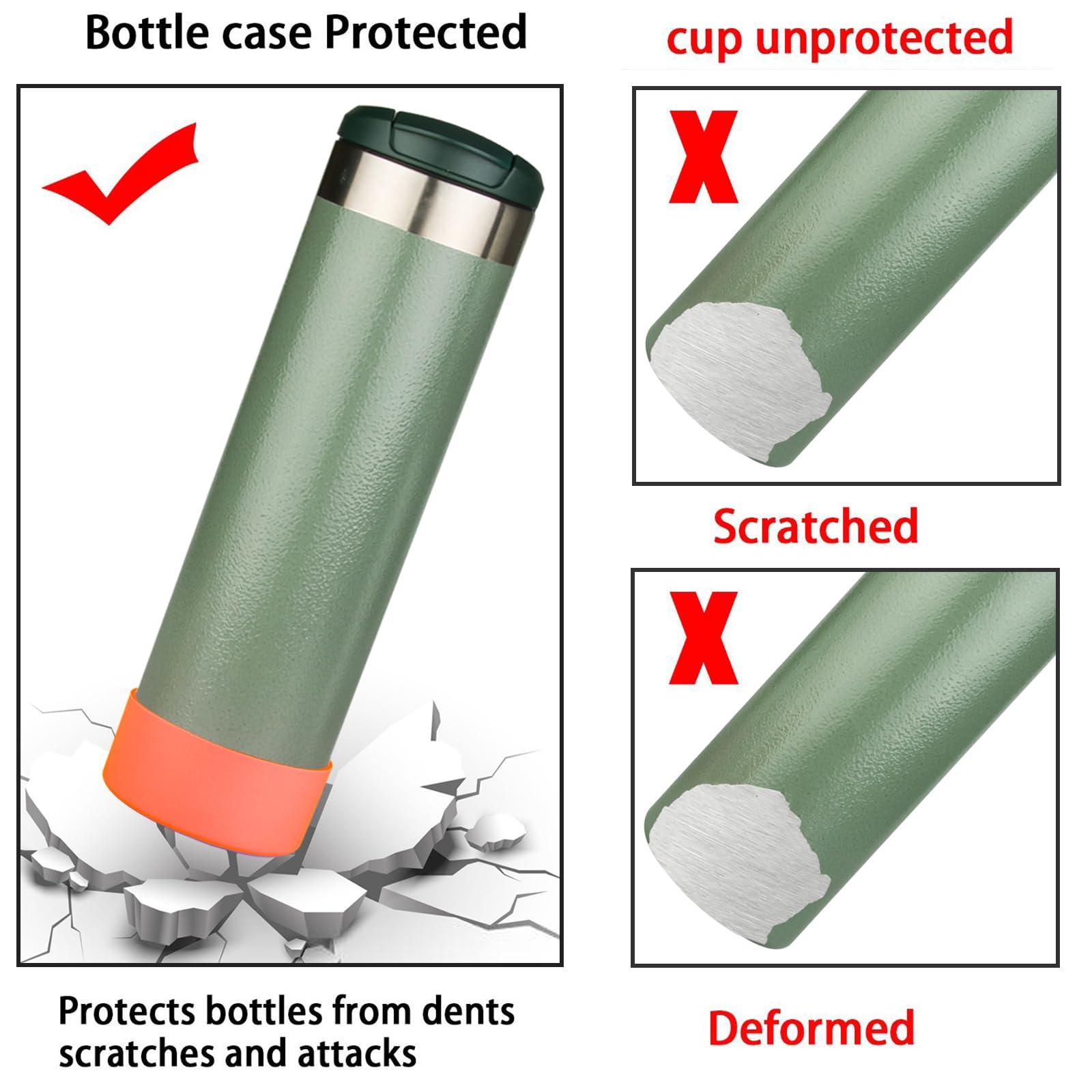 NineFit Basics 2PCS Silicone Water Boot for Stanley All Day Slim 20oz, Anti-Slip Protective Sleeve Bottom Bumper Protector for AeroLight Transit (Orange)