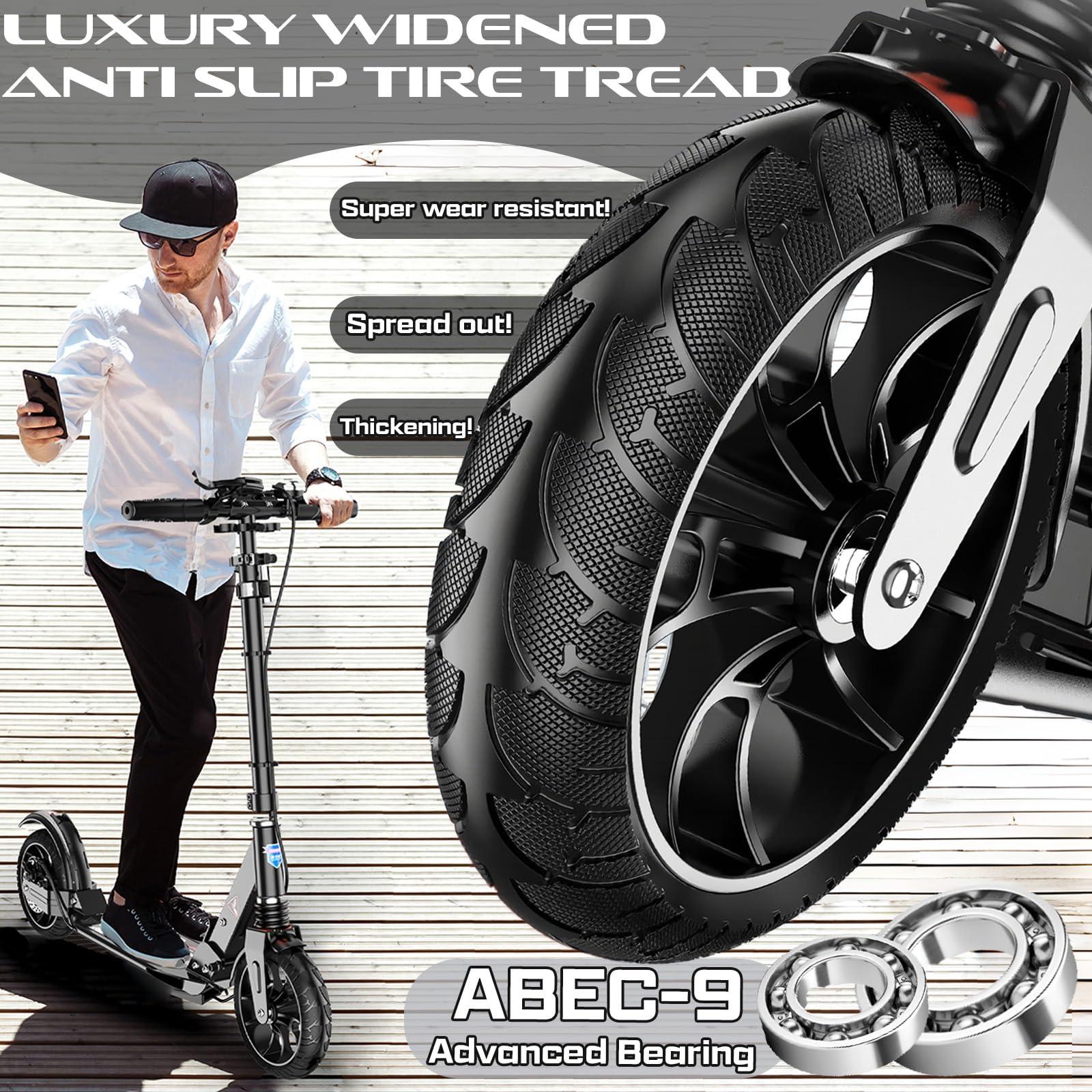 CUIOT CUIOT Kick Scooter for Kid Ages 6+,Teens & Adults - Max Load 300 LBS, 4 Adjustable Levels, 200mm Big Wheel Scooter - FoldingLightweight, Aluminum, Indoor and Outdoor Scooters, Bearing ABE,Black