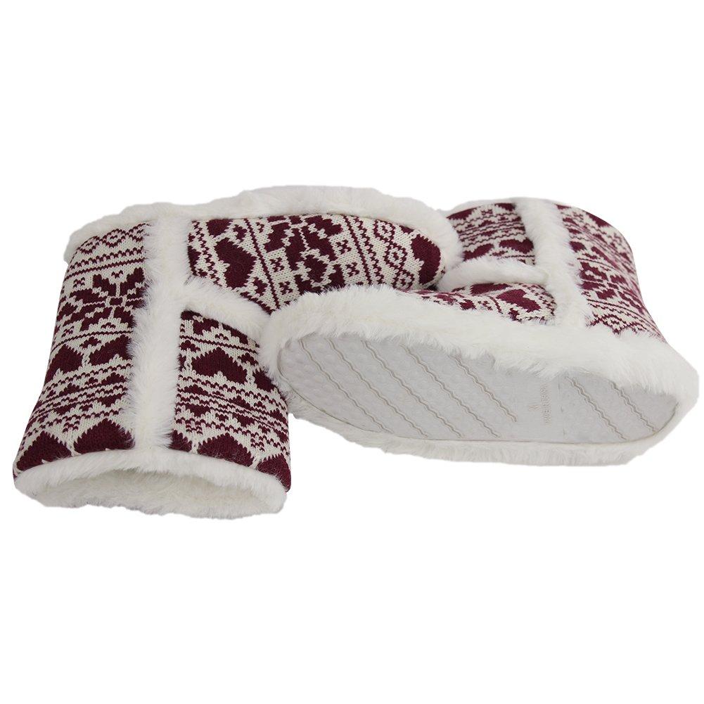 Home Slipper Home Slipper Indoor House Booties Slippers, Women's Super Soft Fuzzy Slide Anti-Slip Boots Slippers Shoes,US 9/10,Wine Red