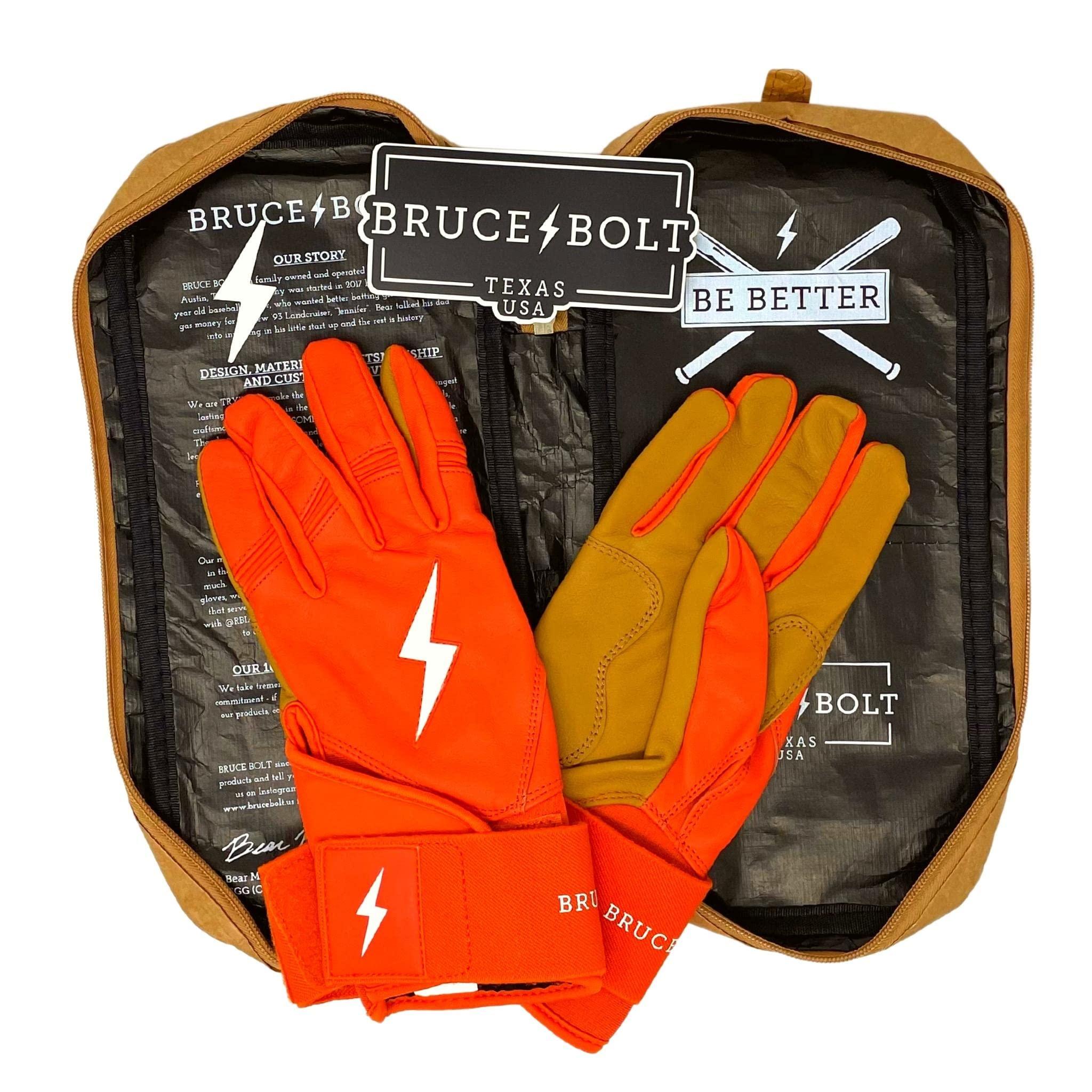 BRUCE BOLT BRUCE BOLT Original Series Long Cuff Orange Batting Glove - Orange Medium