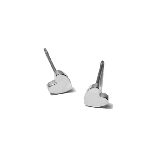 Tini Lux Tini Lux | Hypoallergenic Earrings | Titanium Priya Heart Studs | Silver | Titanium Stud Earrings for Women | Earrings Studs, Sensitive Ears, Trendy Womens Earring Set