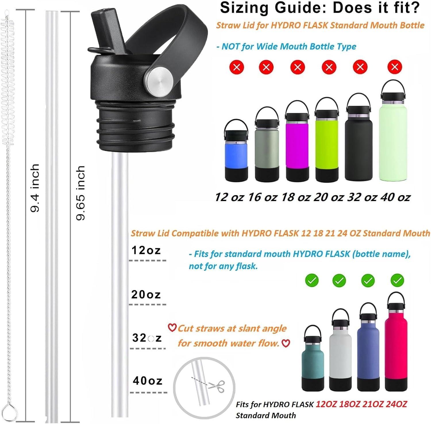 VGHNQ Straw Lid for Hydroflask, Lids with Straw for Hydro Flask, Straw Lid 18 21 24 oz Standard Mouth, Replacement Lid Water Bottle, Top Cap with Flexible Handle, Sport Water Bottle Cap Accessories, 2 Pack