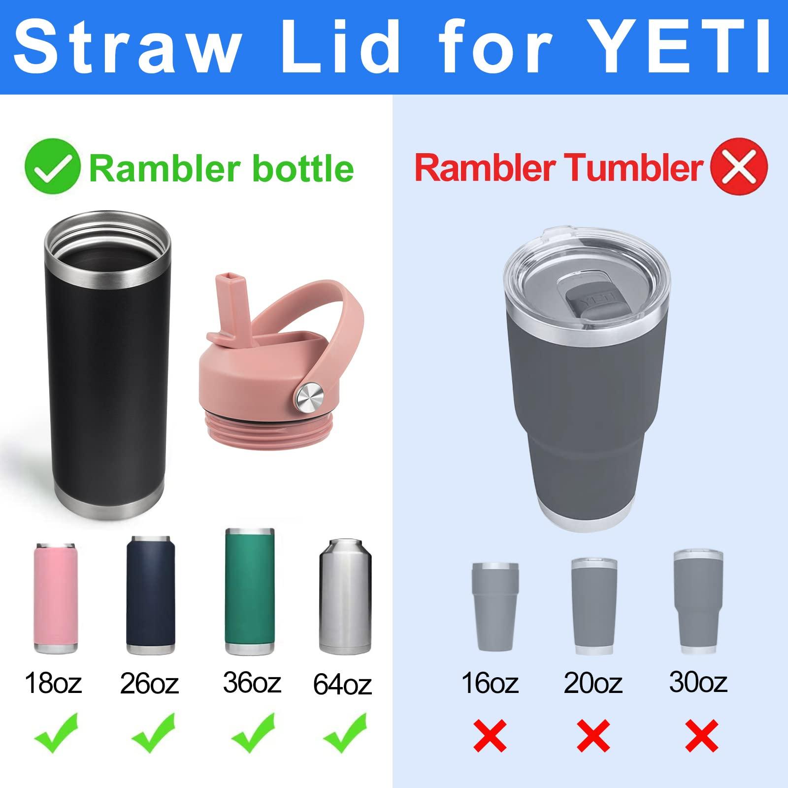 FLORAPELL Straw lid for Yeti Rambler 18 26 36 64 oz, Lid with Straws and Flexible Handle, Replacement Cap for Yeti 18oz 26oz 36oz 64oz Rambler Water Bottle Straw Cap, Sandstone Pink