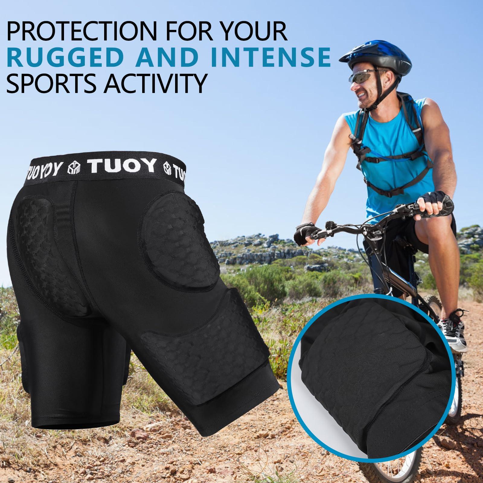 Dialudon Dialudon Football Girdle Adult Padded Compression Shorts 5-Pads Girdle Hip and Thigh Protector for Baseball Football Basketball Black