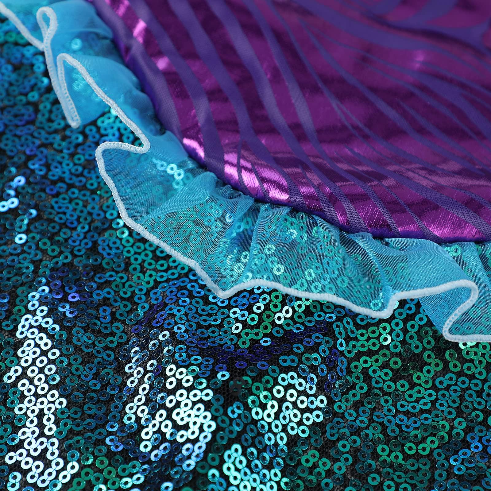 fyclemt Women's Adult Halloween Mermaid Costume Role Play Mermaid Tail Dress Maxi Skirts Sequins Glitter Cosplay Party Dress Up (New Blue, S)