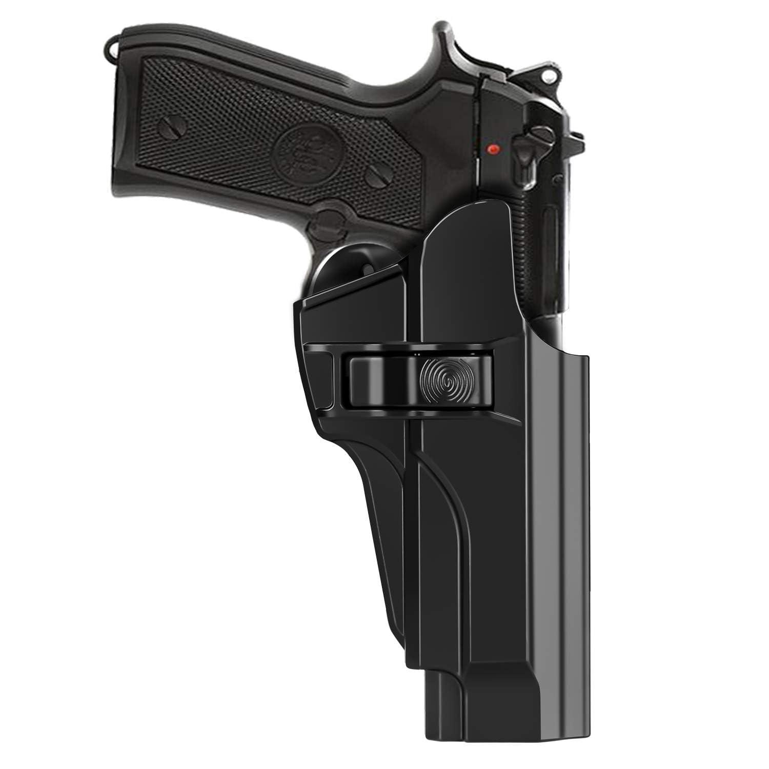 HQDA HQDA Beretta 92 92FS M9 M922, OWB Holster Tactical Outside Waistband Belt Clip Holster with Release Button 60 Adjustable Cant, Right-Handed