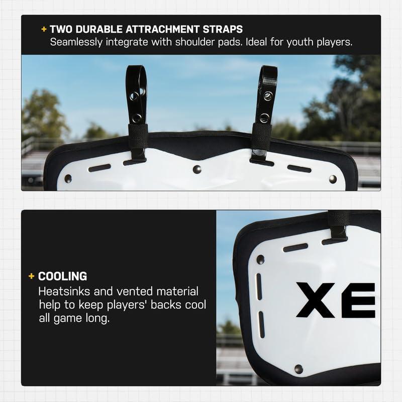 Xenith Xenith Elite Football Back Plate- Lower Backplate for Shoulder Pads- Durable Adjustable Straps and High Impact Padding- Elite Chrome - Universal