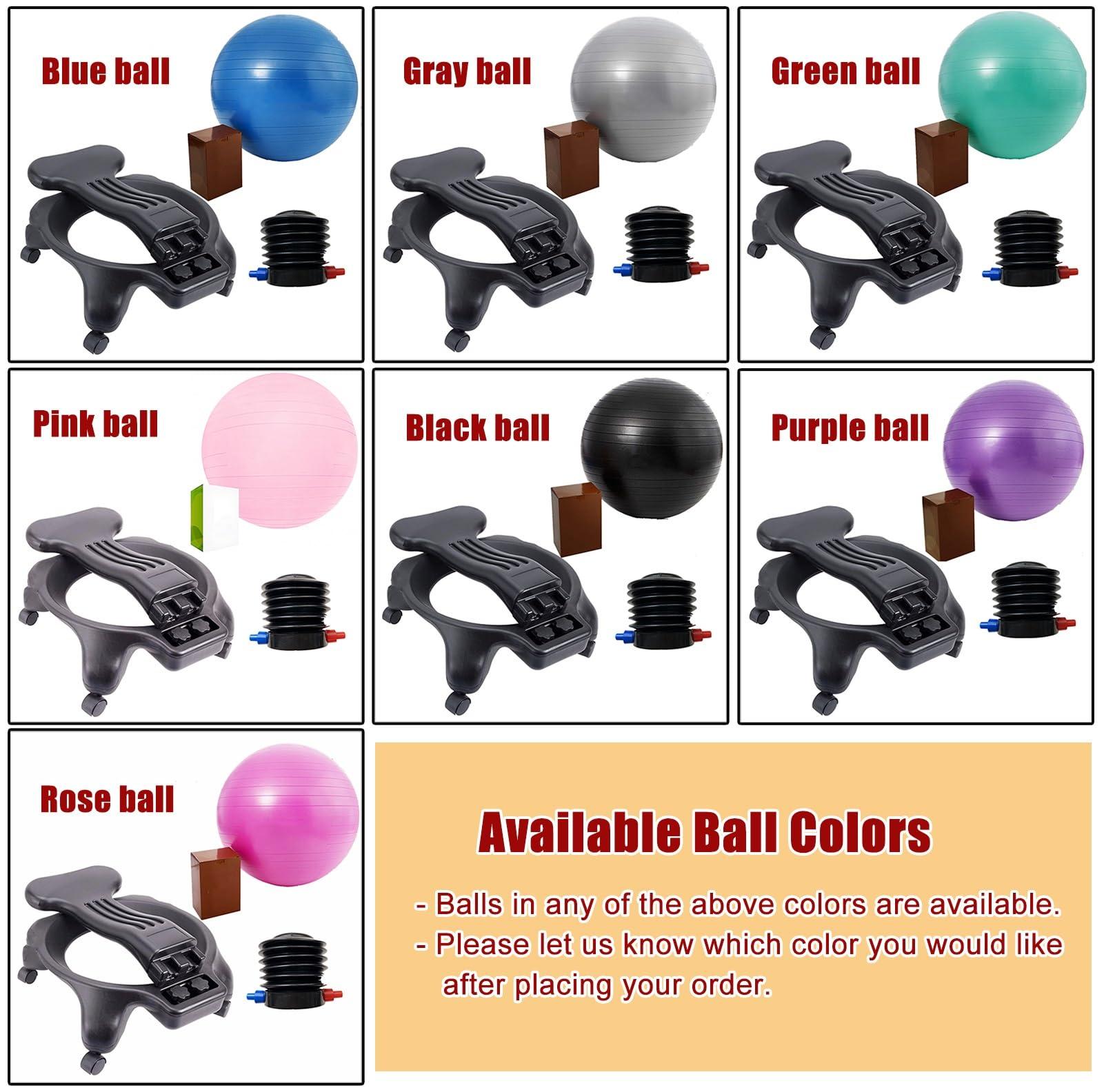 NUNETH Ergonomic Balance Ball Chair for Home and Office Desk, Premium Exercise Ball Stability Yoga Ball Posture Chair, Includes Anti-Burst Ball and Air Pump