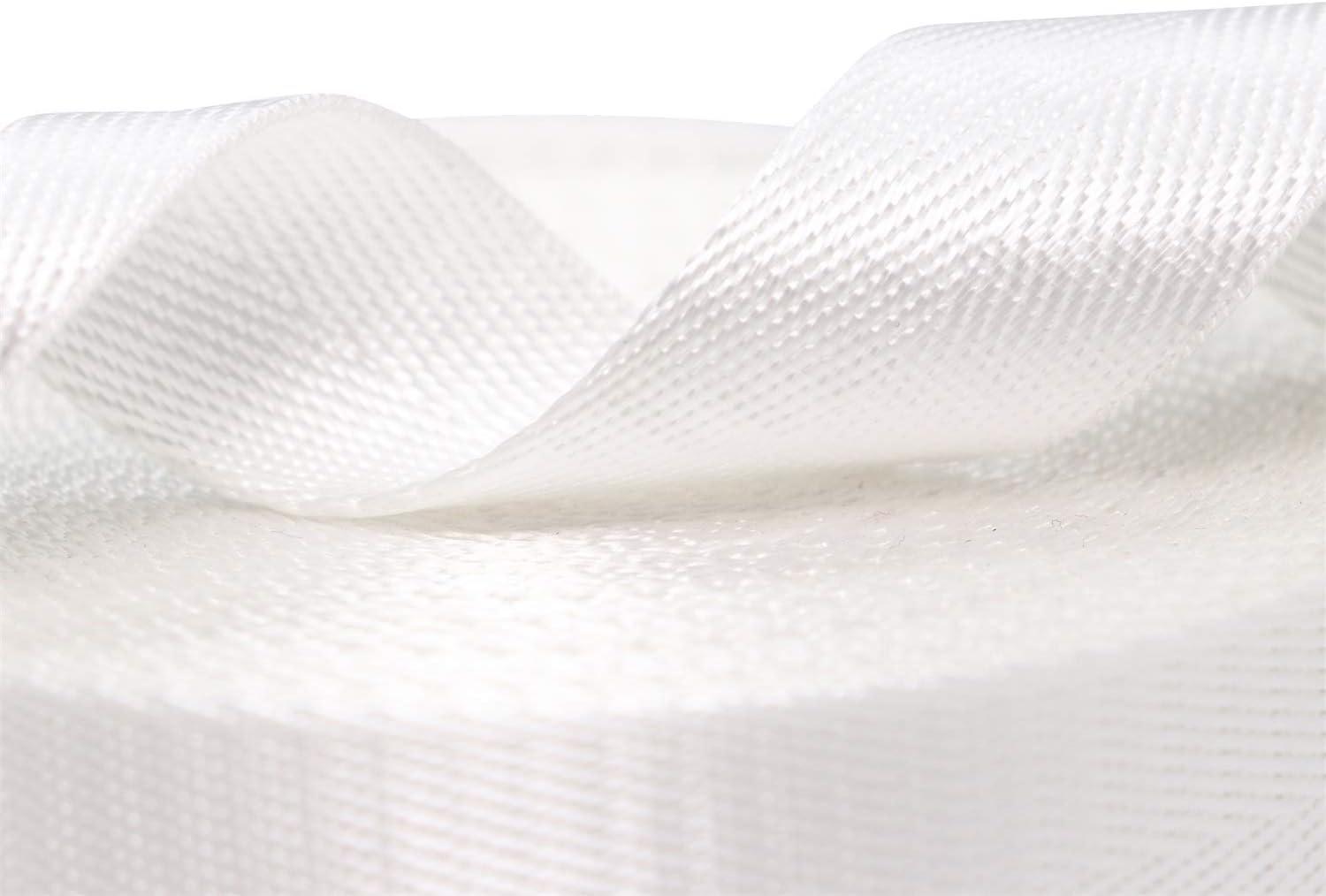 Devobunch Devobunch Nylon Webbing Straps, 1 Inch Wide Heavy Duty Nylon Strap, Durable Flat Rope Webbing, 10 and 25 Yard Roll for Backpack Strapping, Tie-Down, Dog Leash, 18 Vibrant Colors (White, 10 Yard)