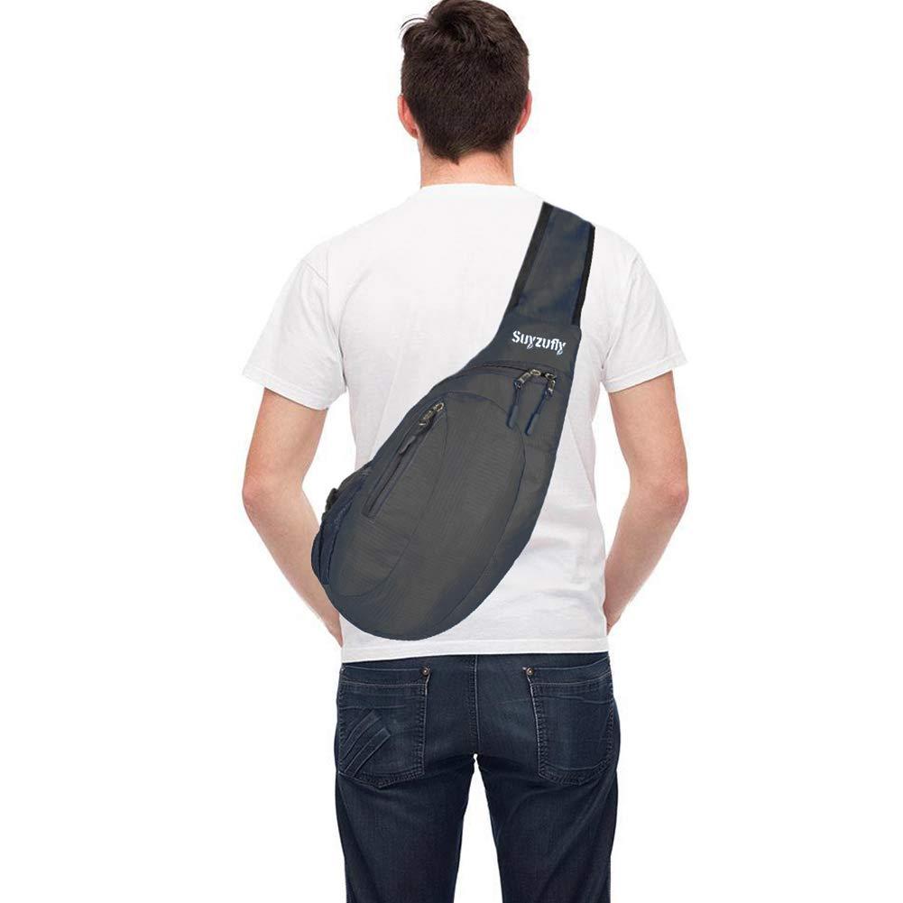 Suyzufly Suyzufly Men Women Foldable Sling Bags Shoulder Chest Backpack Crossbody Daypack for Cycling Walking Hiking Gray