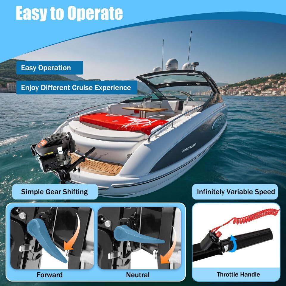Gosangom 4 Stroke 6HP Heavy Duty Outboard Engine Marine Engine, Fishing Boat Engine with Air Cooling System.