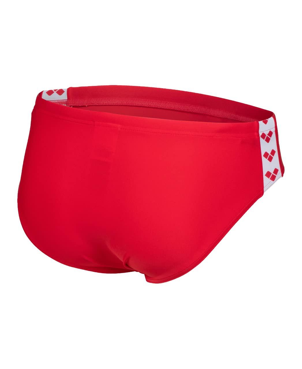 ARENA ARENA Feel Icons Solid Men's Swim Brief Waterfeel Stretchy Fitness Swimming Stylish Suit, Red, 34