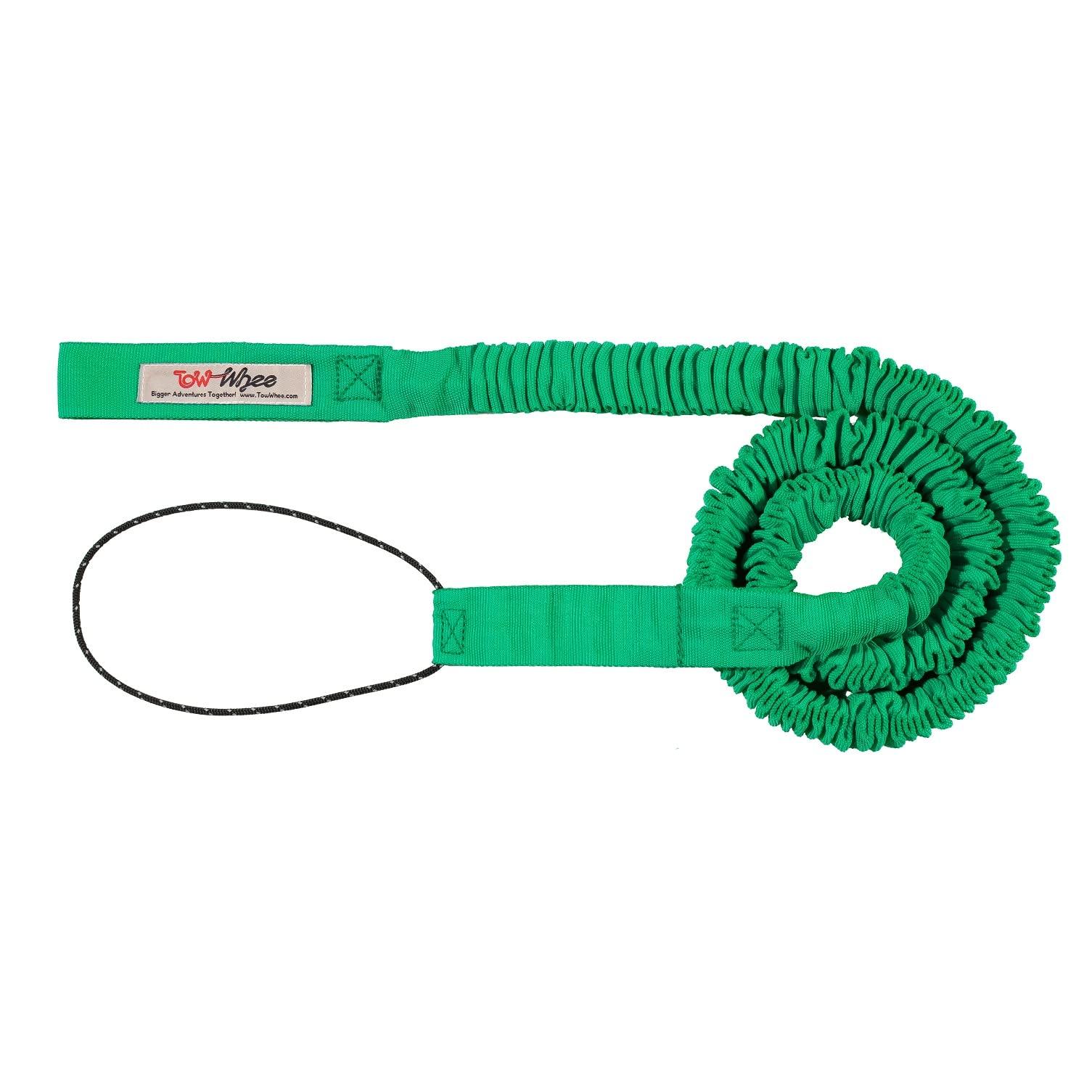 TowWhee TowWhee - E-Bike/Adult Connect Strap Bike Bungee Tow Rope | MTB & Cycling Stretch Pull Strap | Compatible with Any Bicycle | Ride Further (Adult Green Connect Strap) - Made in The USA
