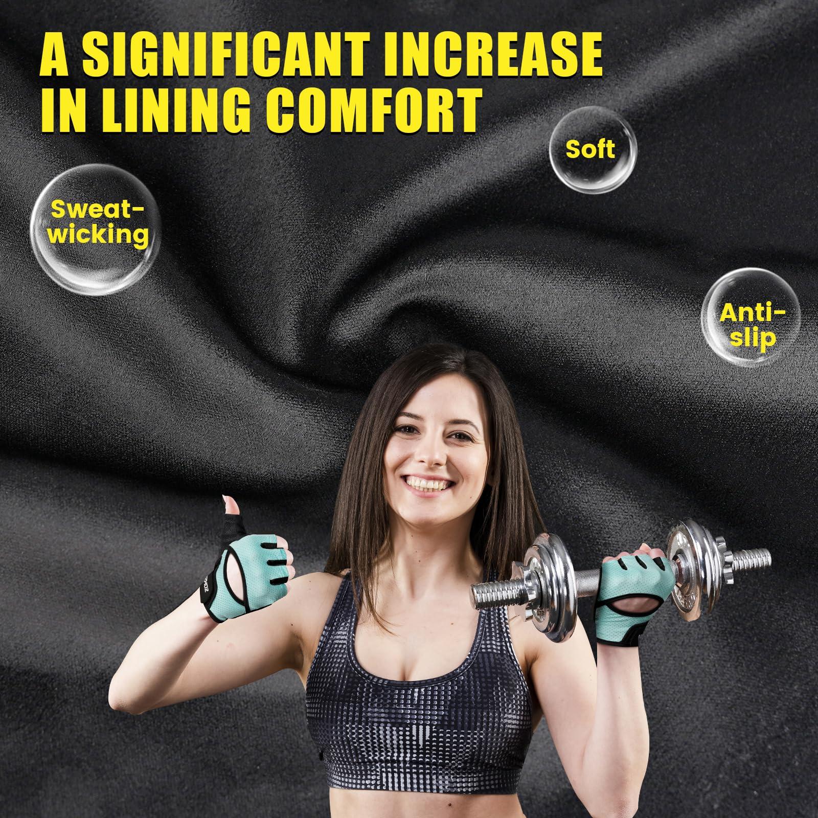 HOZMOZ HOZMOZ Ventilated Weight Lifting Gloves, Thick Padded Gym Gloves with Full Palm Protection & Grip & Shock Absorption for Women & Men