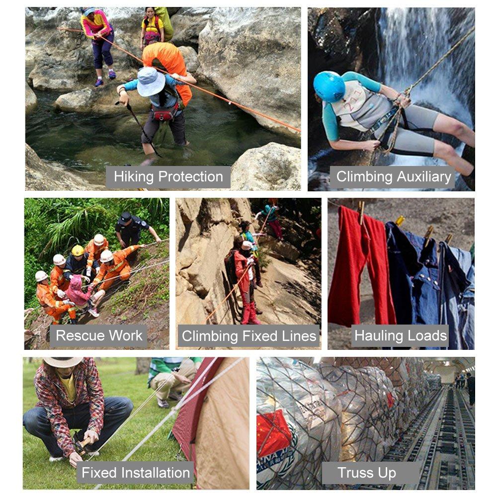 X XBEN X XBEN Outdoor Climbing Rope 10M (32ft) Rock Climbing Rope, Escape Rope Climbing Equipment Fire Rescue Parachute Rope (32 Foot) - Orange